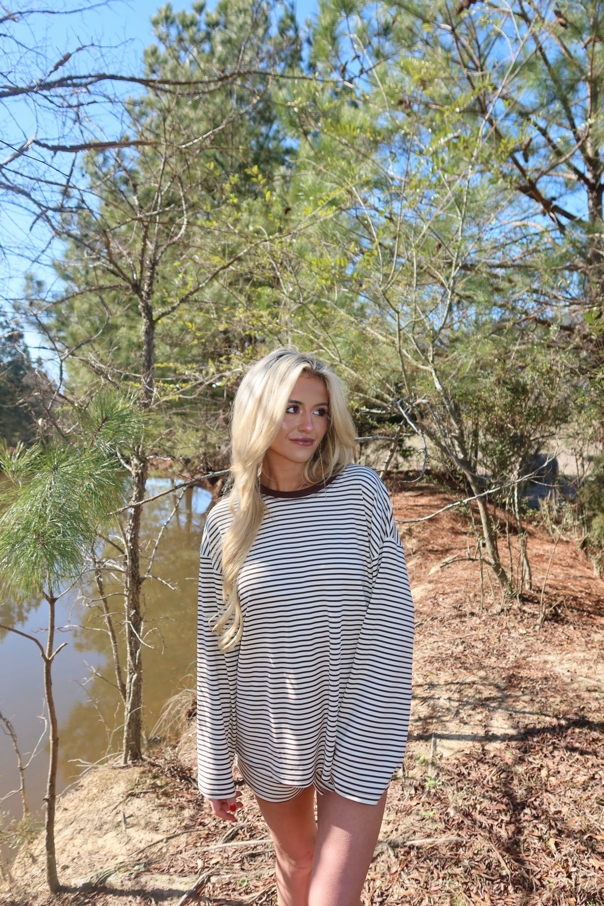 Rosie Striped Shorts Set (Brown)