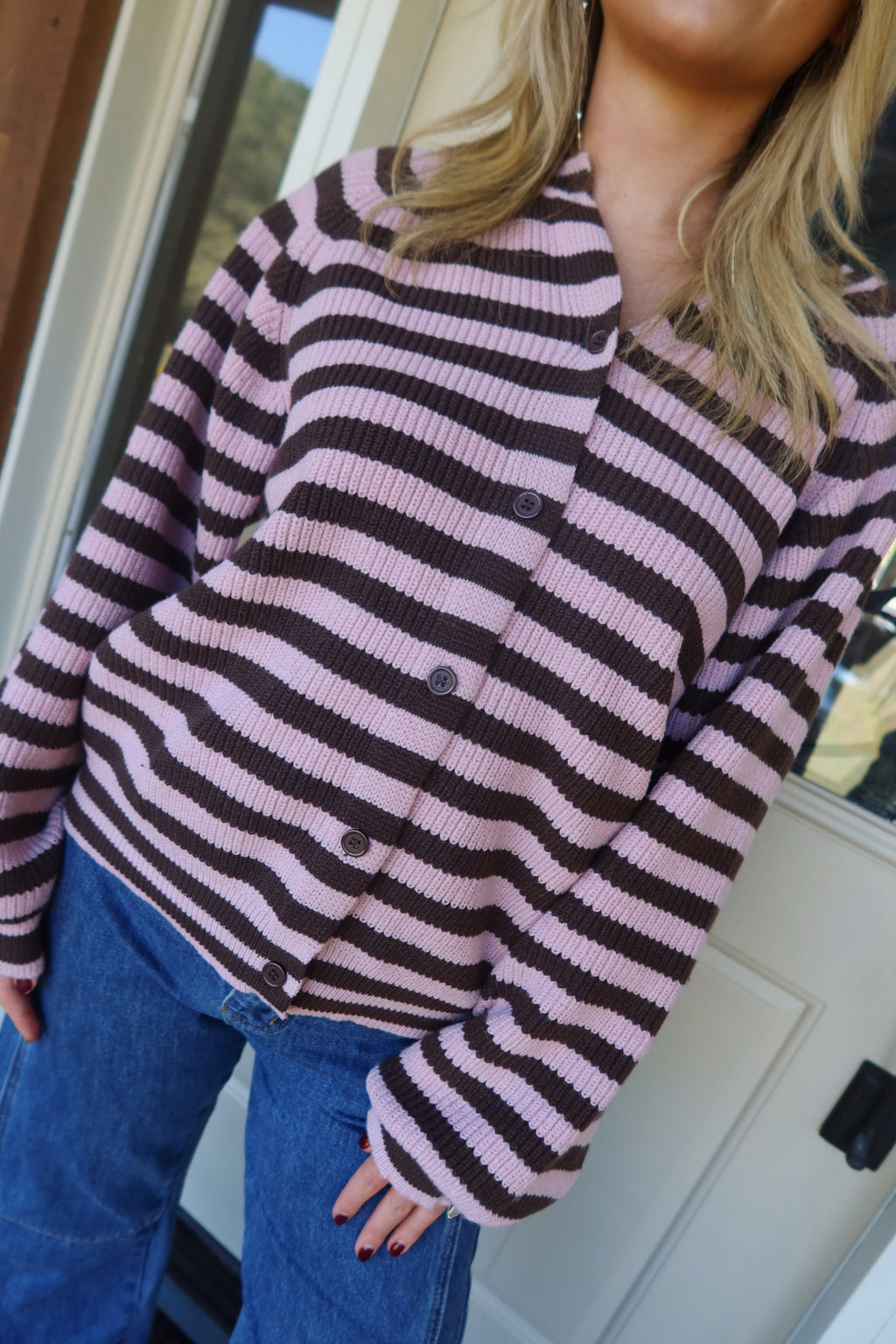 Caro Raglan Striped Cardigan