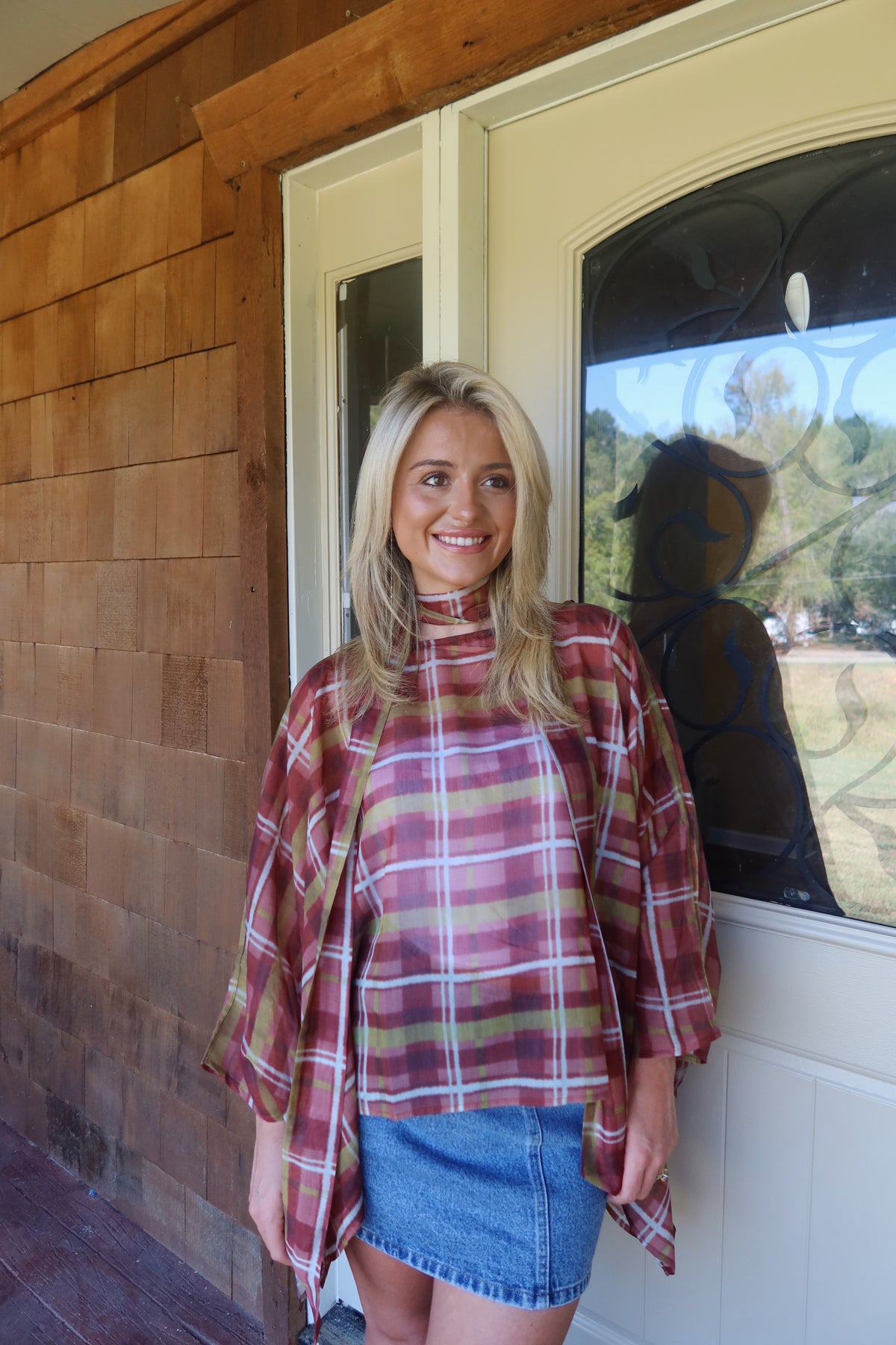 Heidi Plaid Poncho Top