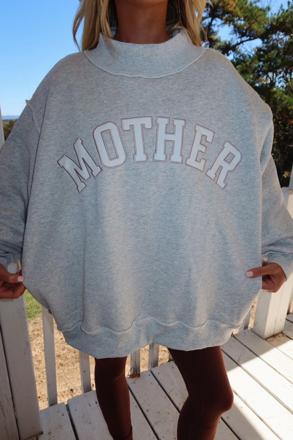 Mother Embroidered Mock Neck