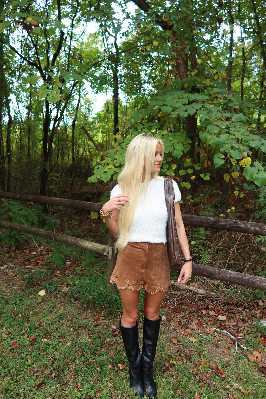 Cinnamon Suede Eyelet Shorts