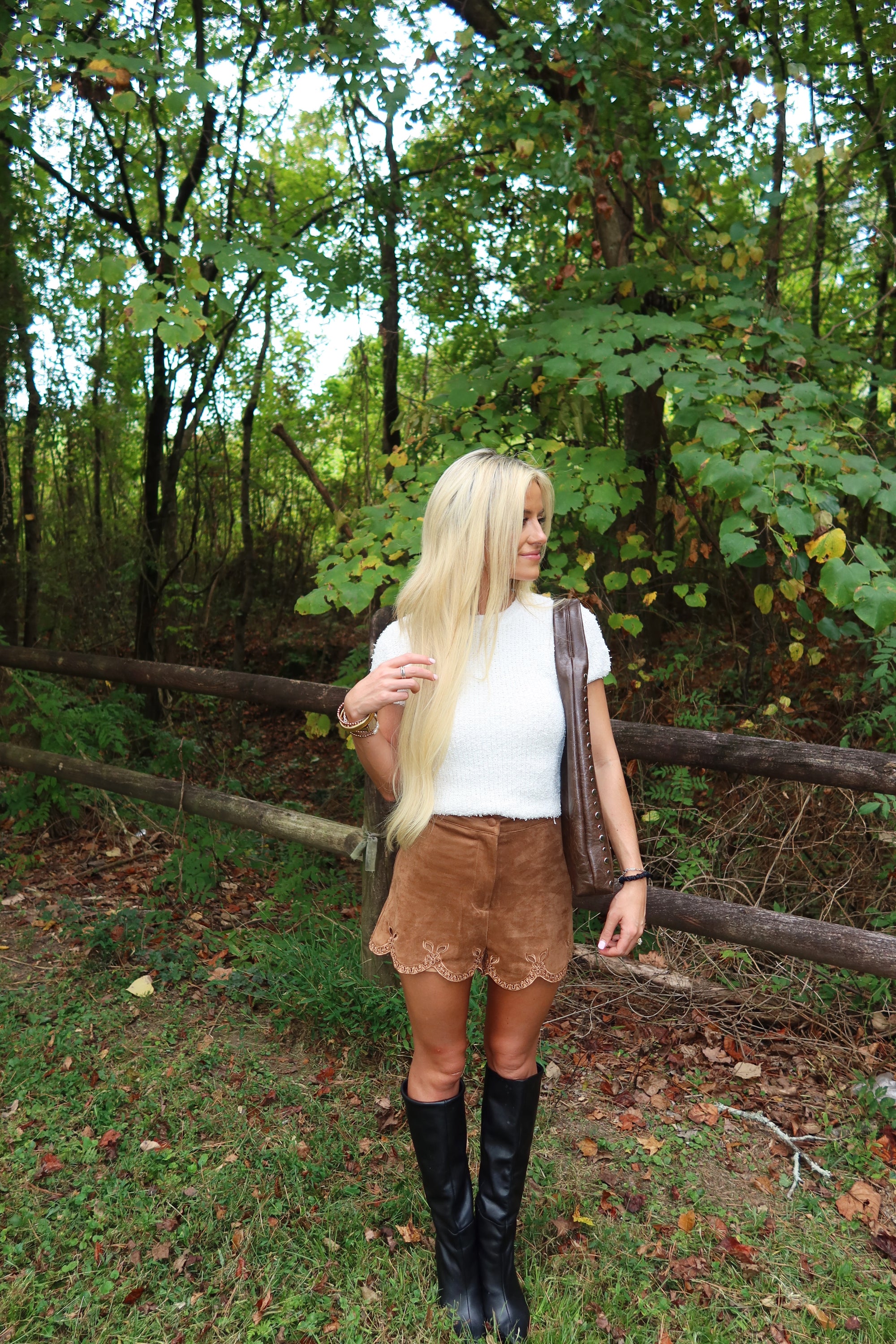 Cinnamon Suede Eyelet Shorts