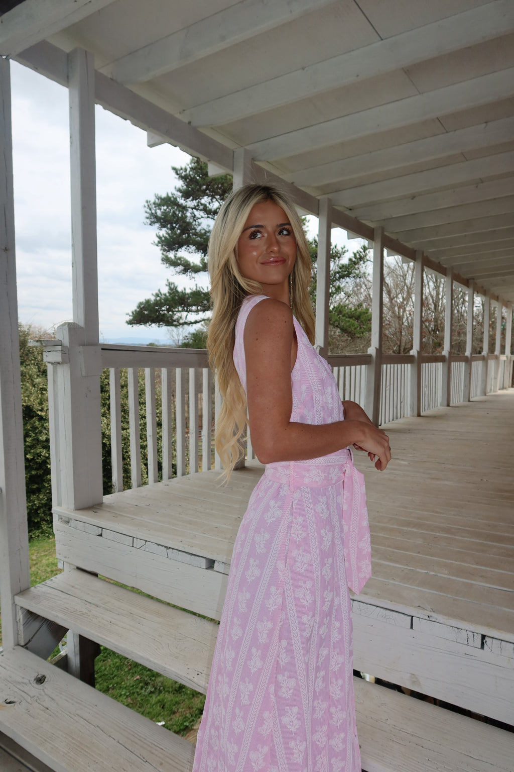 Della Pink Floral Midi Dress