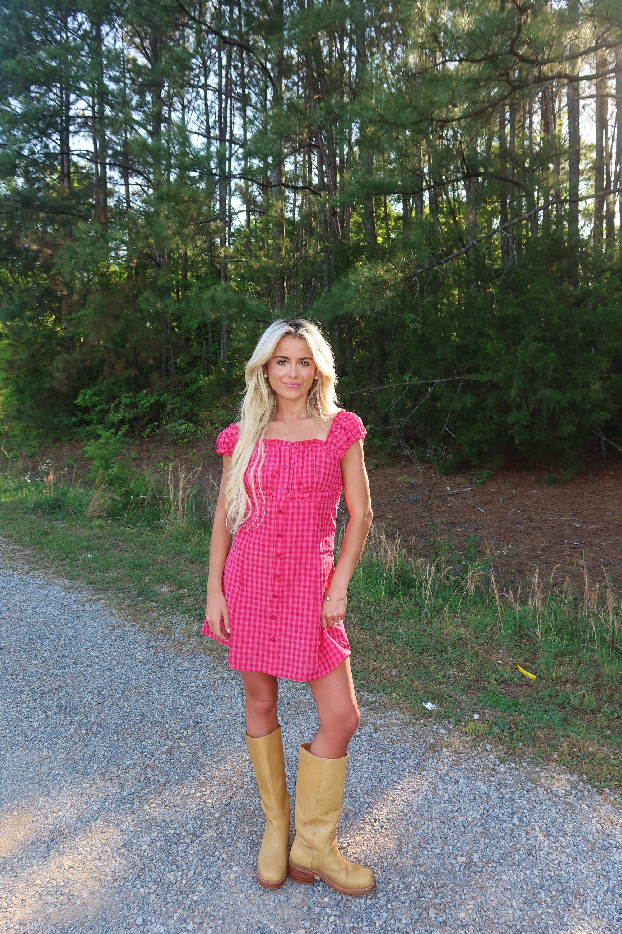 Ida Gingham Frill Strap Mini Dress
