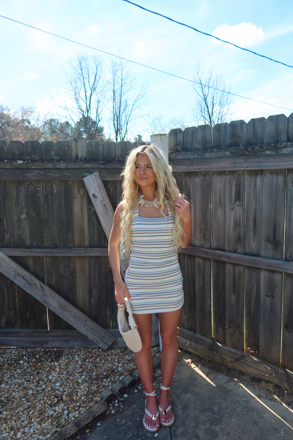 Retro Striped Halter Mini Dress