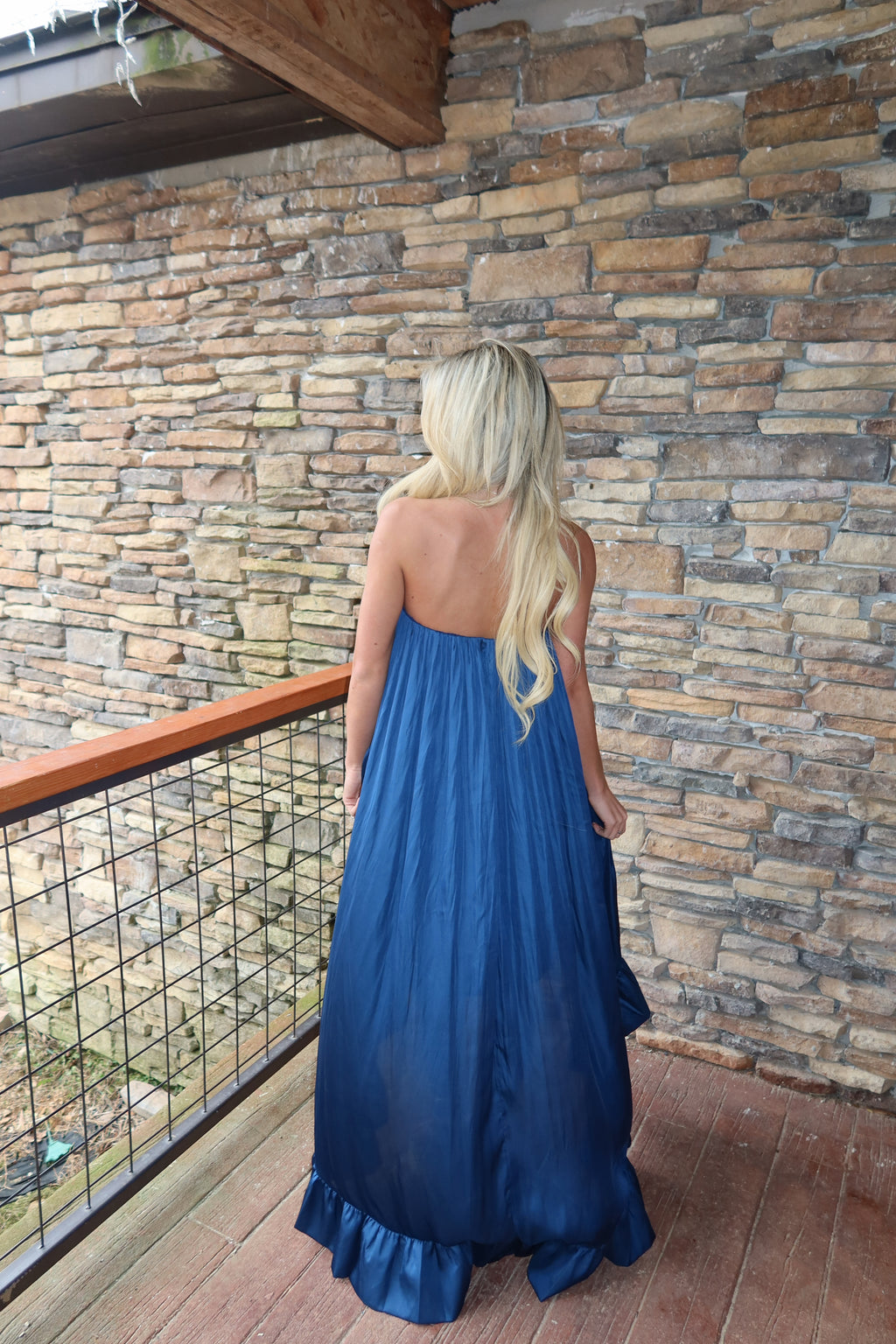 Paloma High Low Satin Dress ( Midnight Blue)