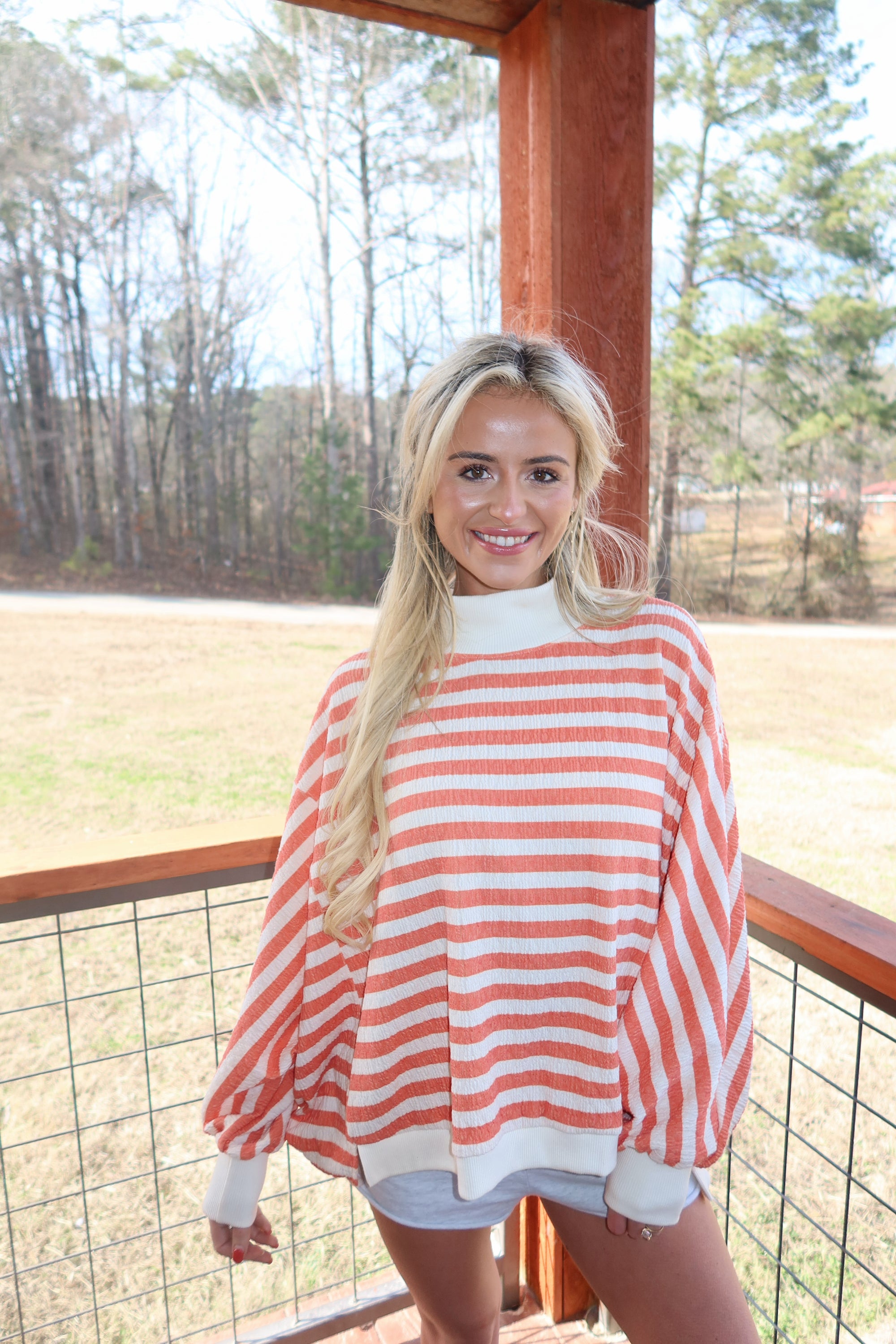 Lakeside Mock neck (Orange and Cream)