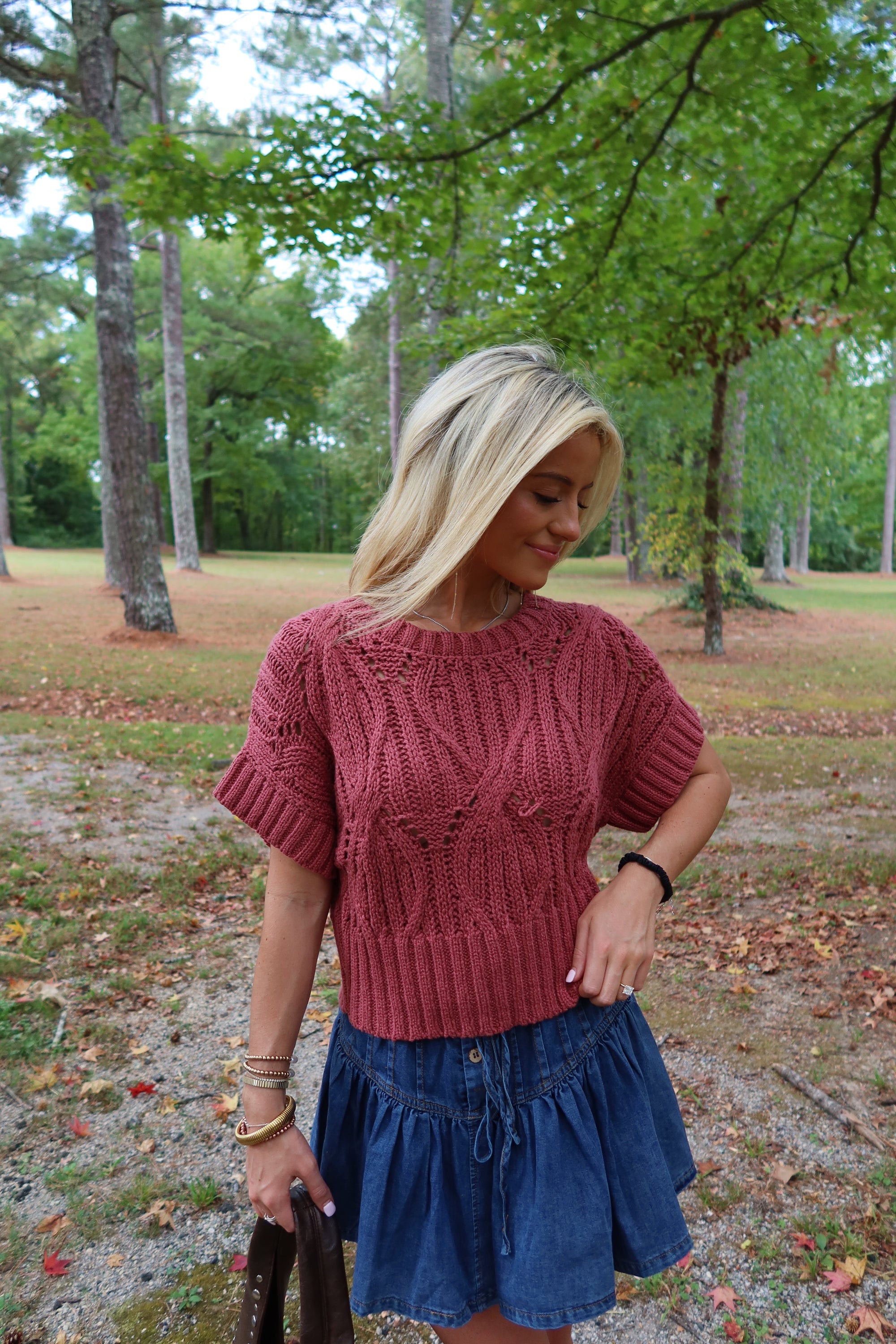 Lennie Crochet Sweater (Wine)