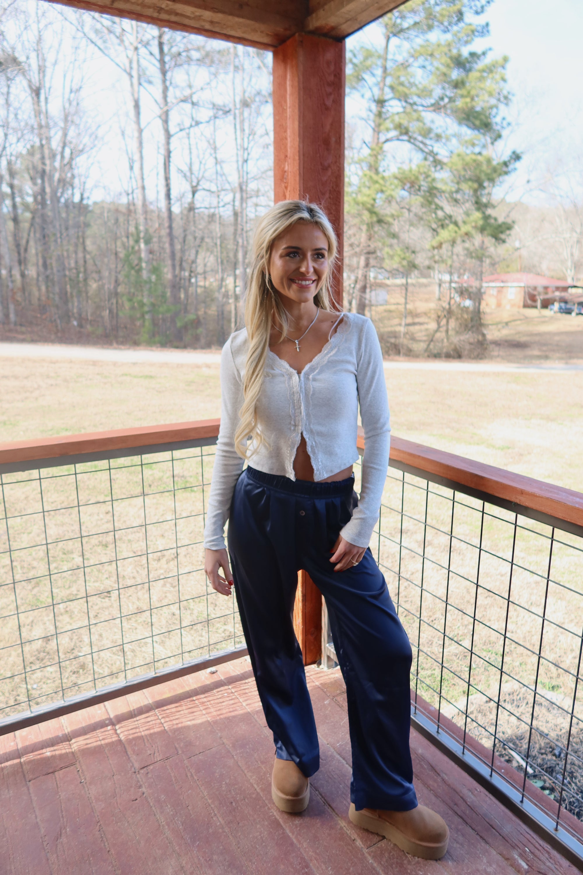 Sylvie Satin Pants (Navy)