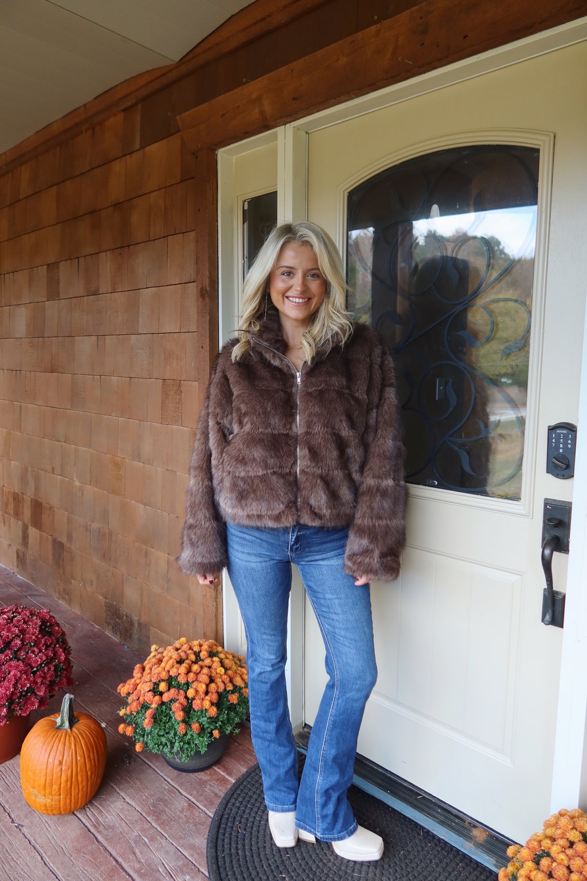 Heidi Plush Faux Fur Cropped Jacket