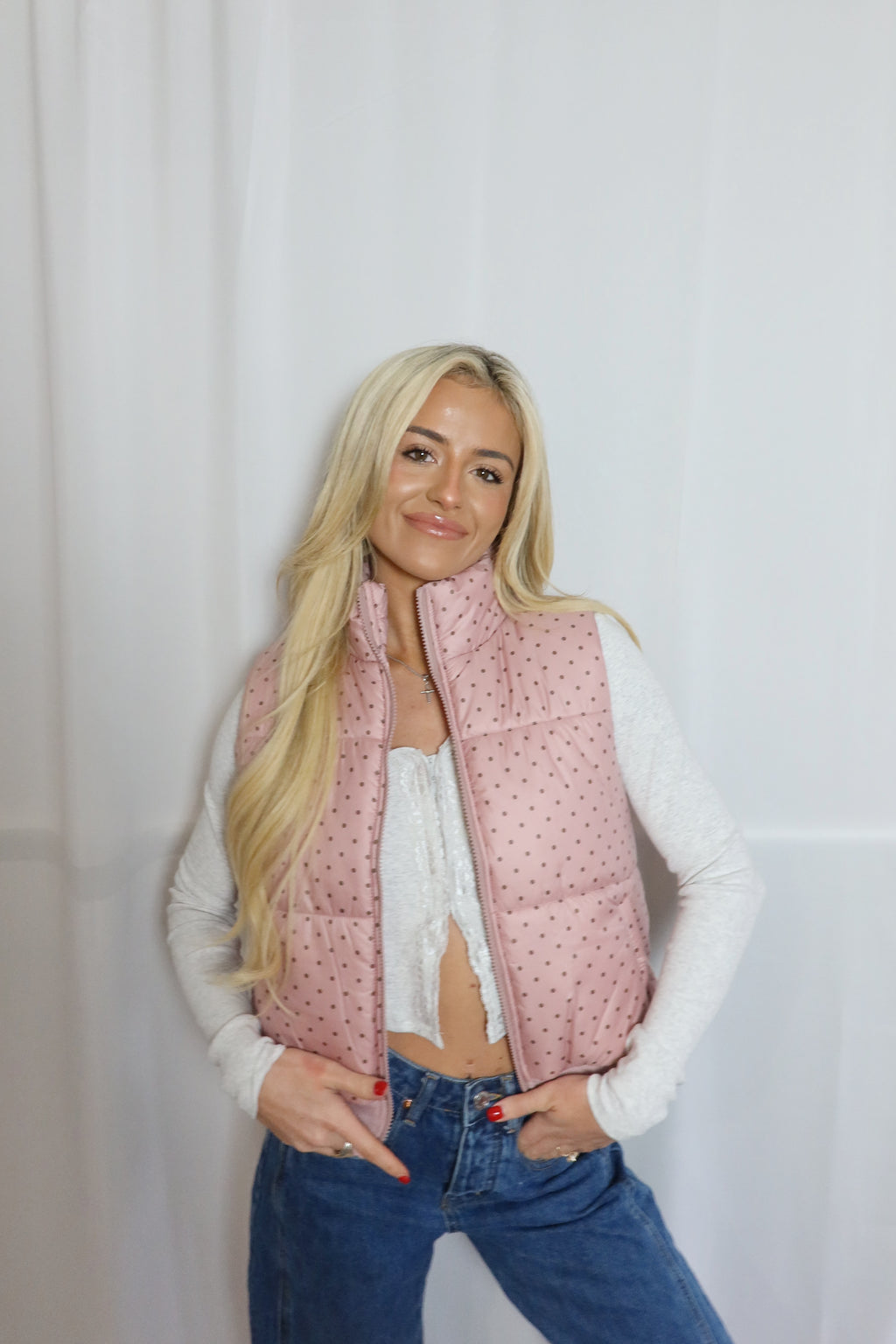 Darling Polka Dot Puffer Vest