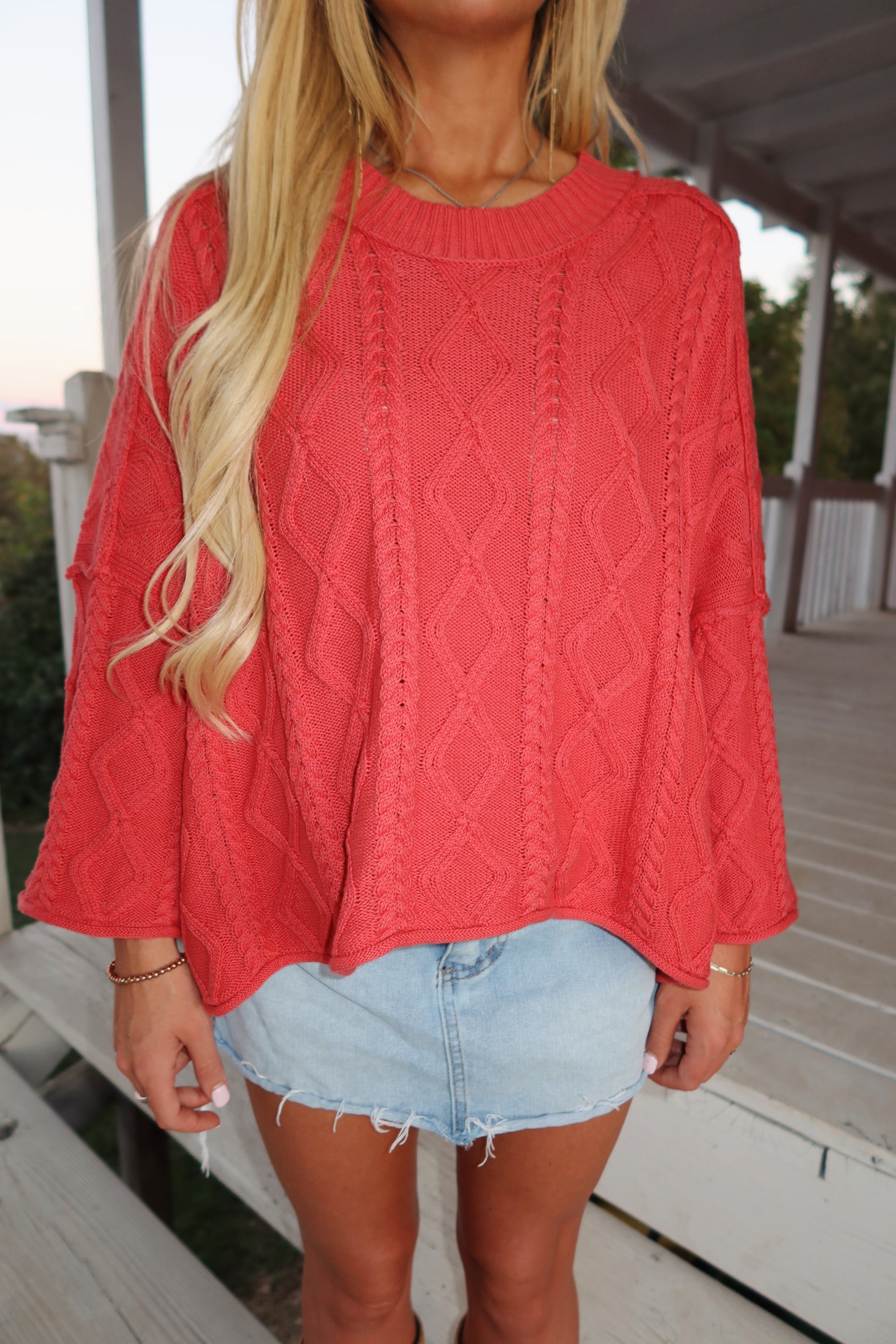 Falling Leaves Sweater (Dusty Red)