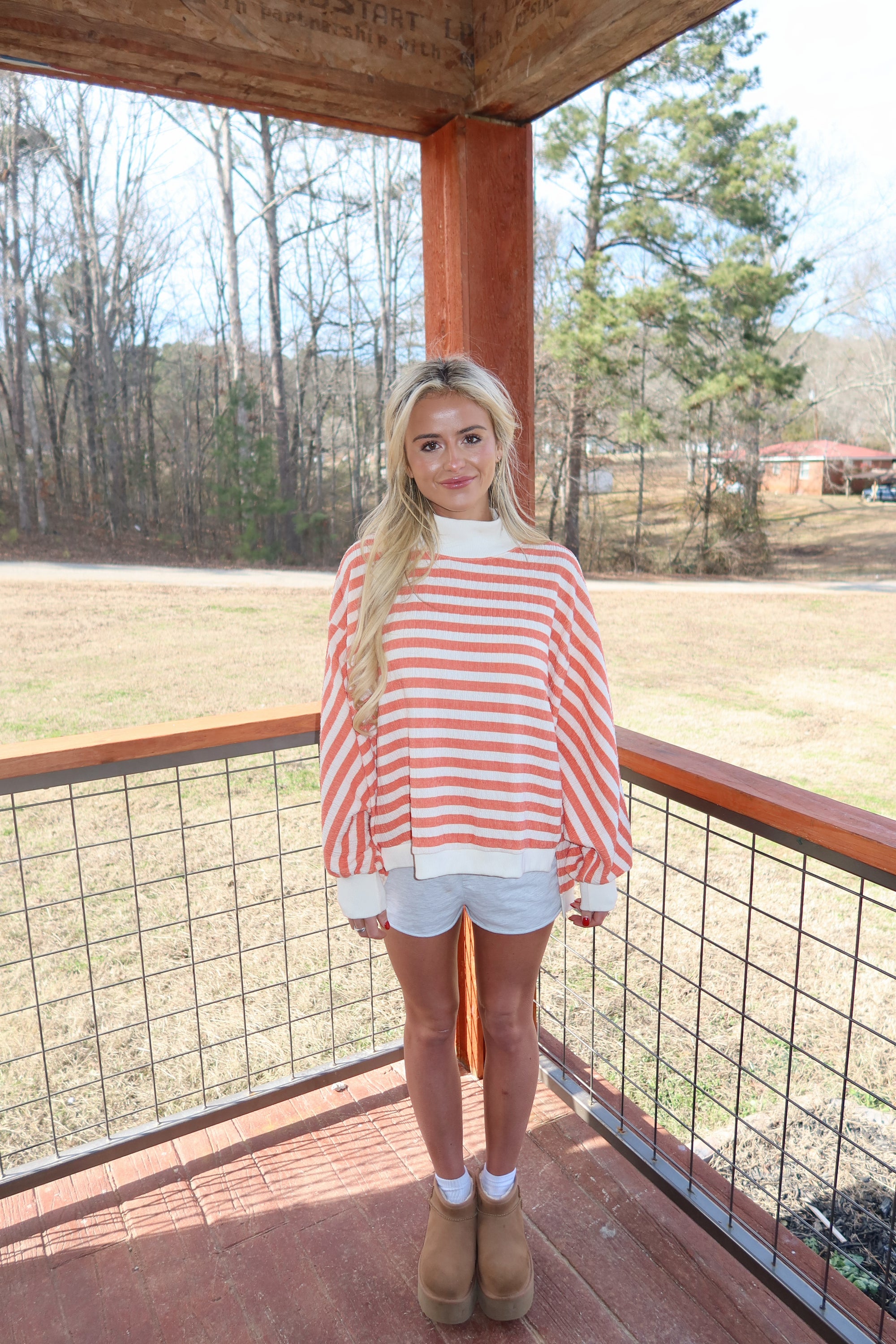 Lakeside Mock neck (Orange and Cream)