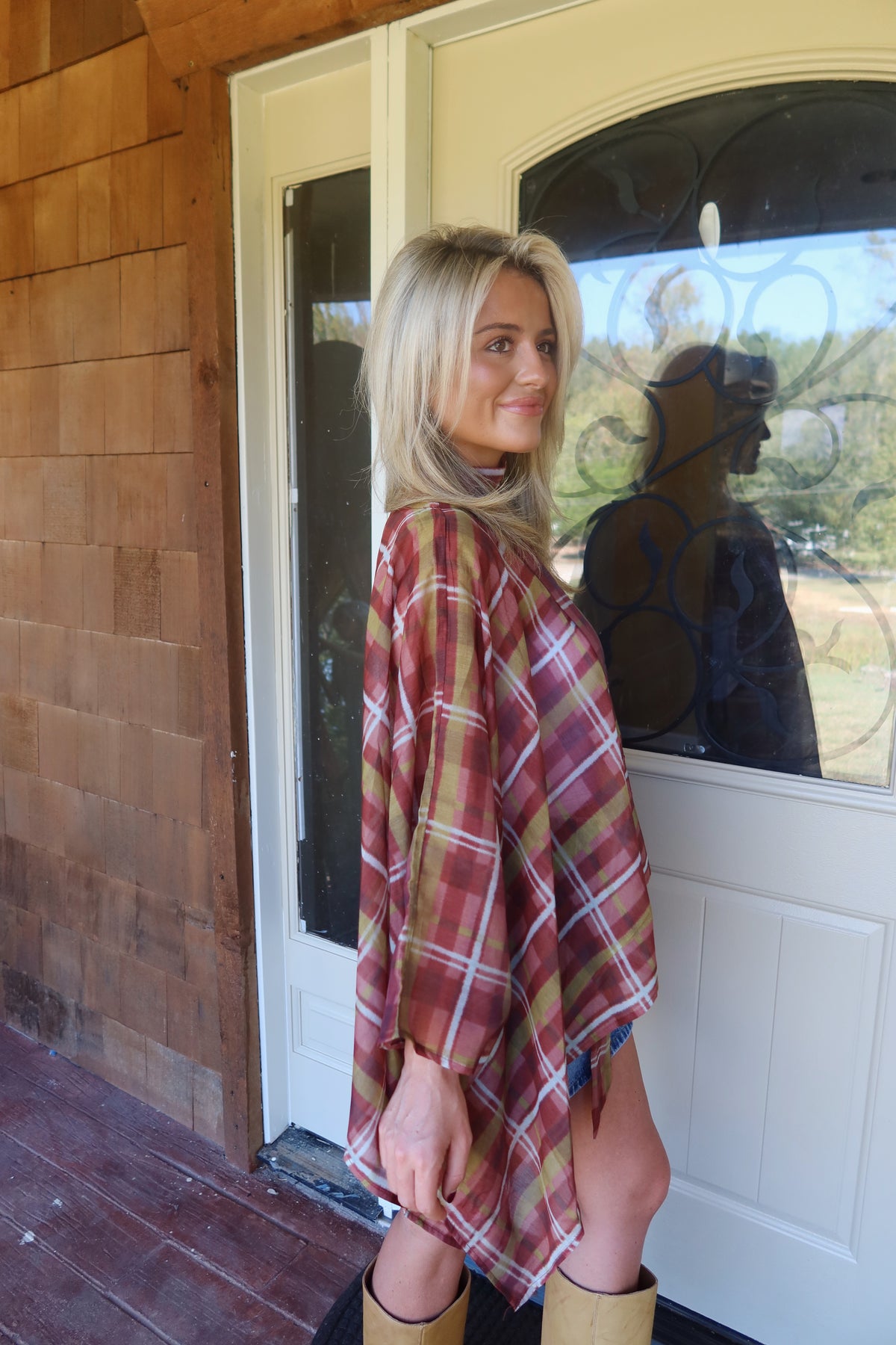 Heidi Plaid Poncho Top
