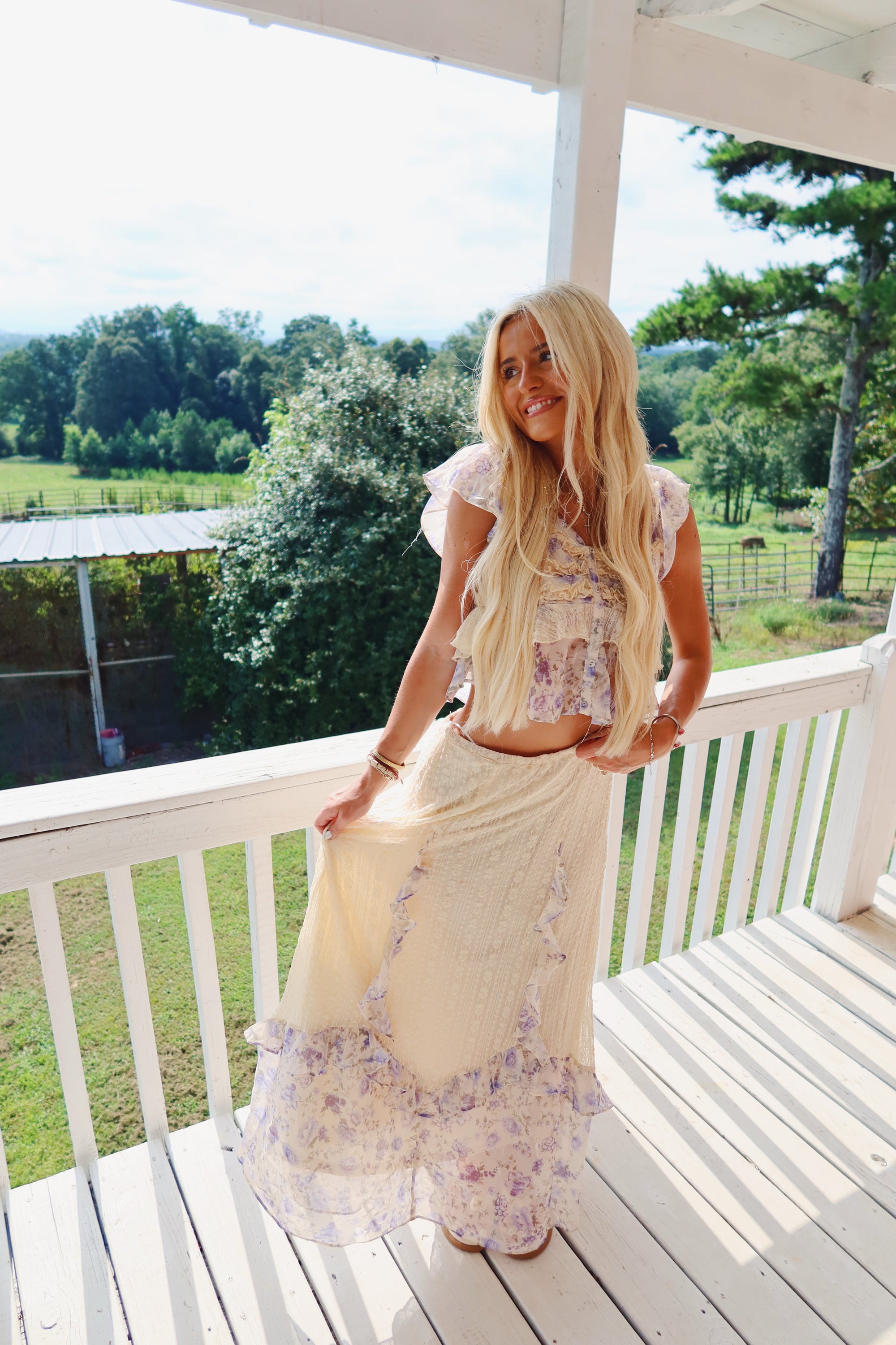 Charleston Floral Skirt-Purple