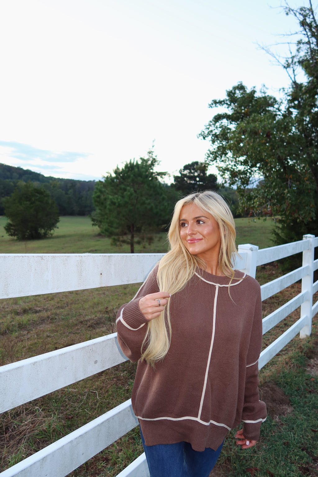 Chestnut Exposed Seam Sweater