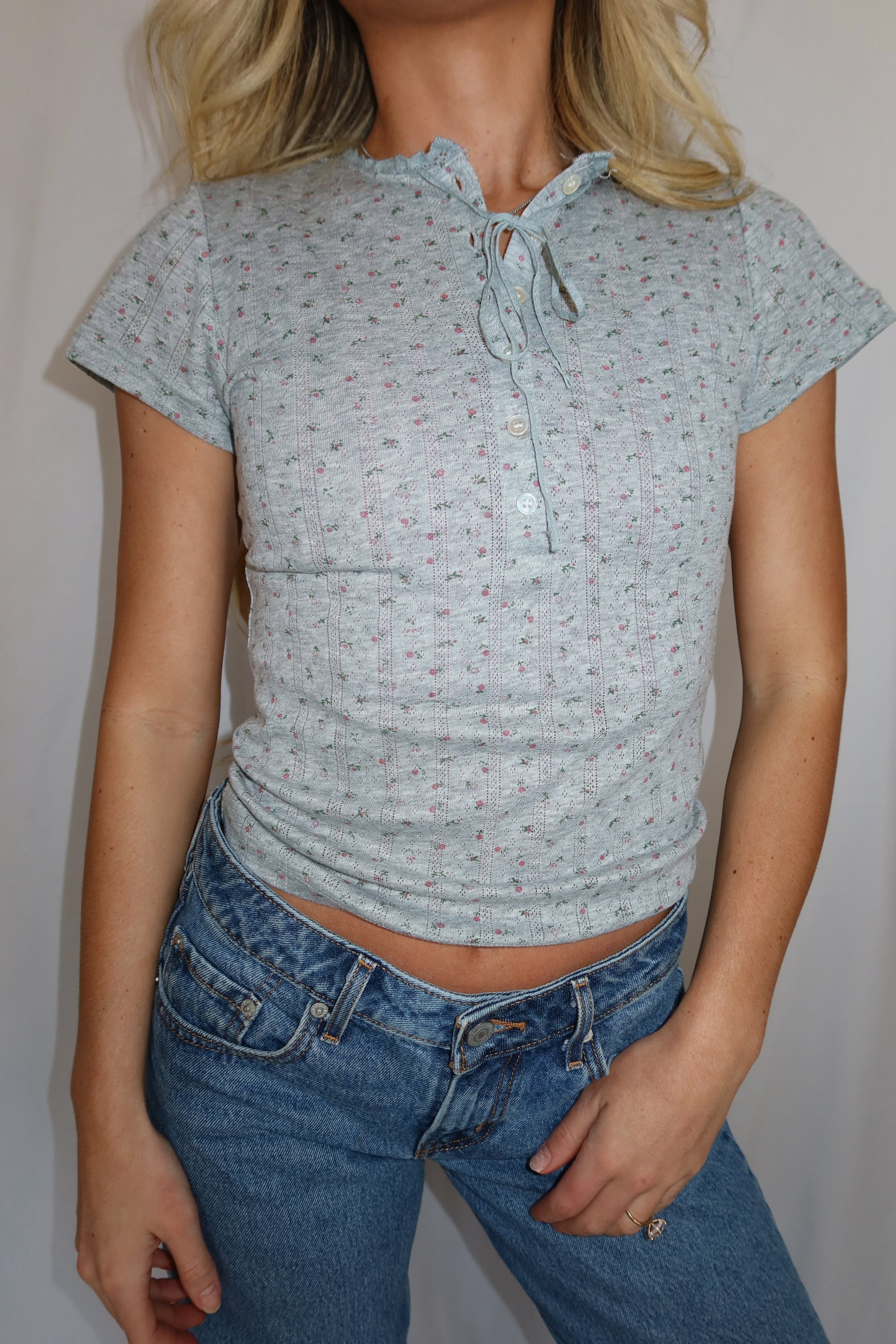 Luna Ribbed Baby Tee (Grey)