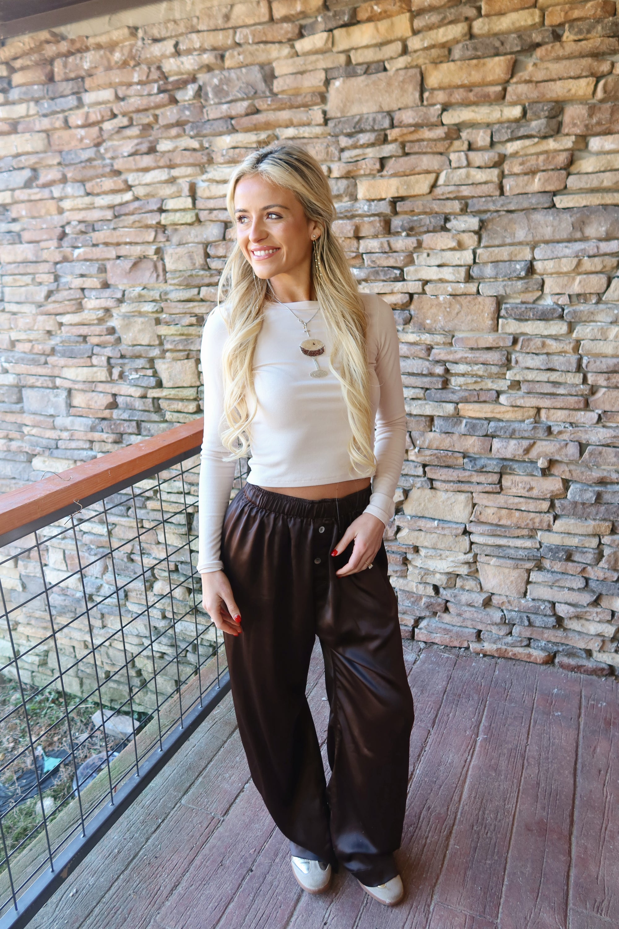 Sylvie Satin Pants (Brown)