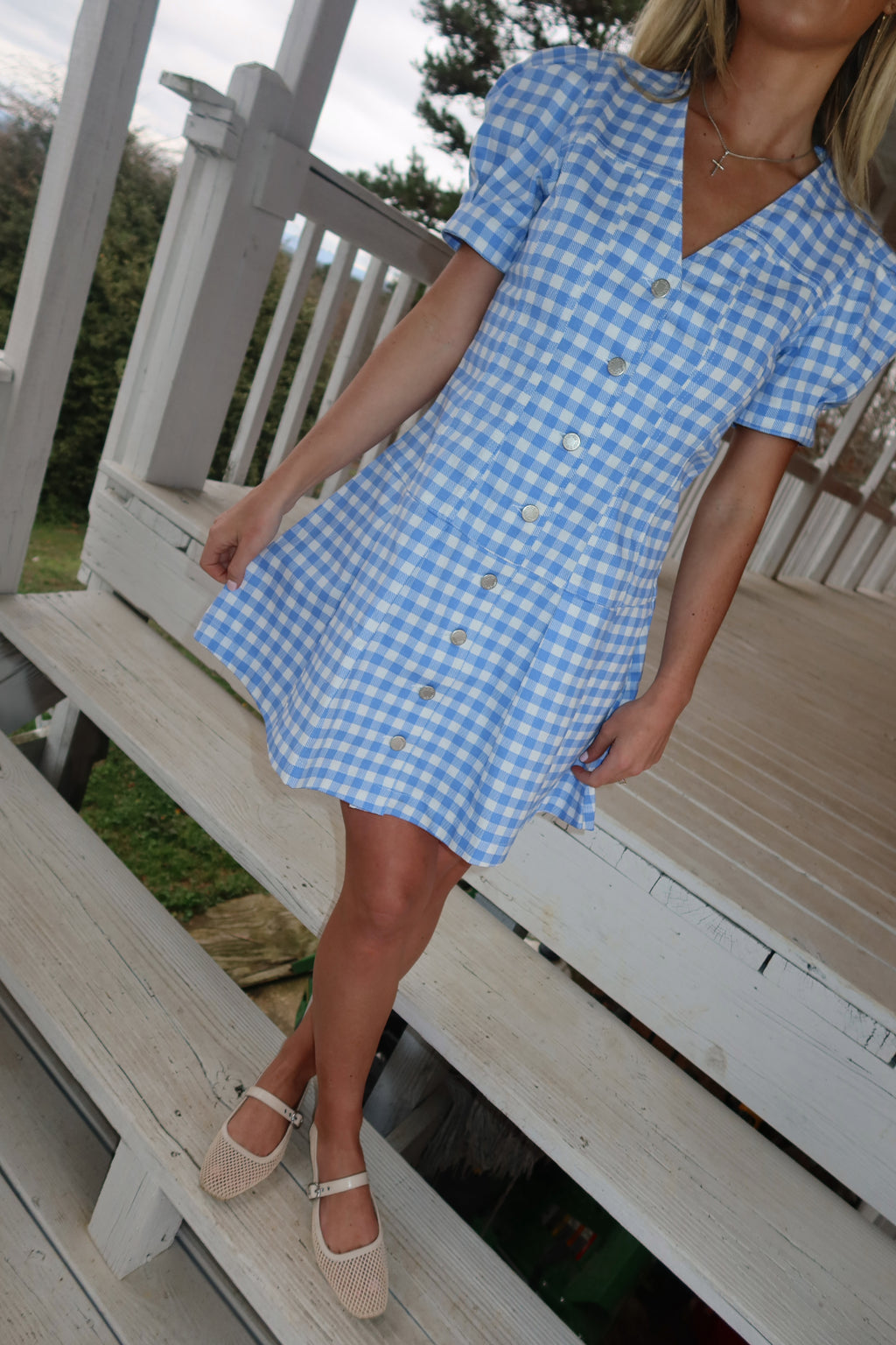Serena Gingham Puff Sleeves Dress
