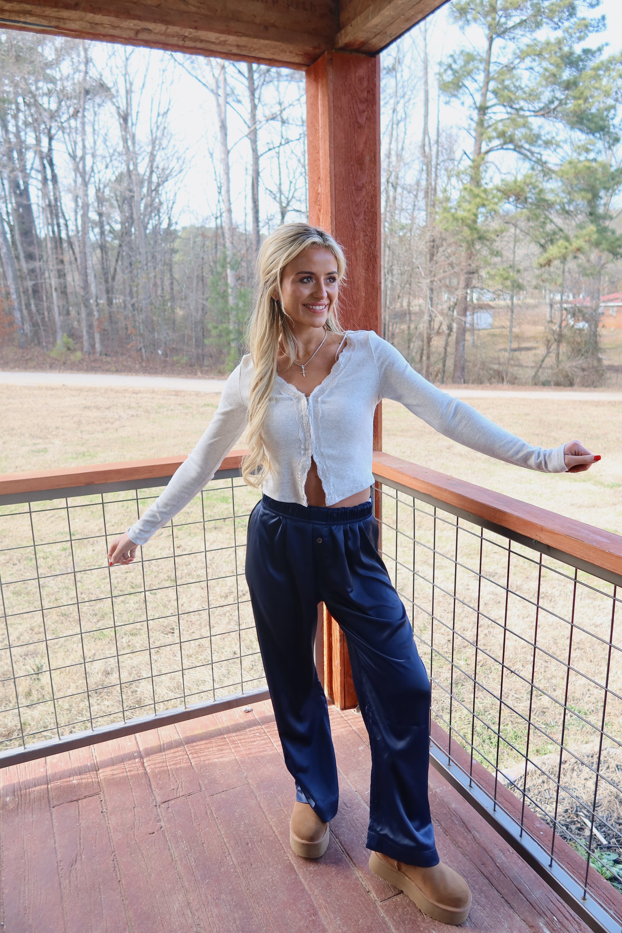 Sylvie Satin Pants (Navy)