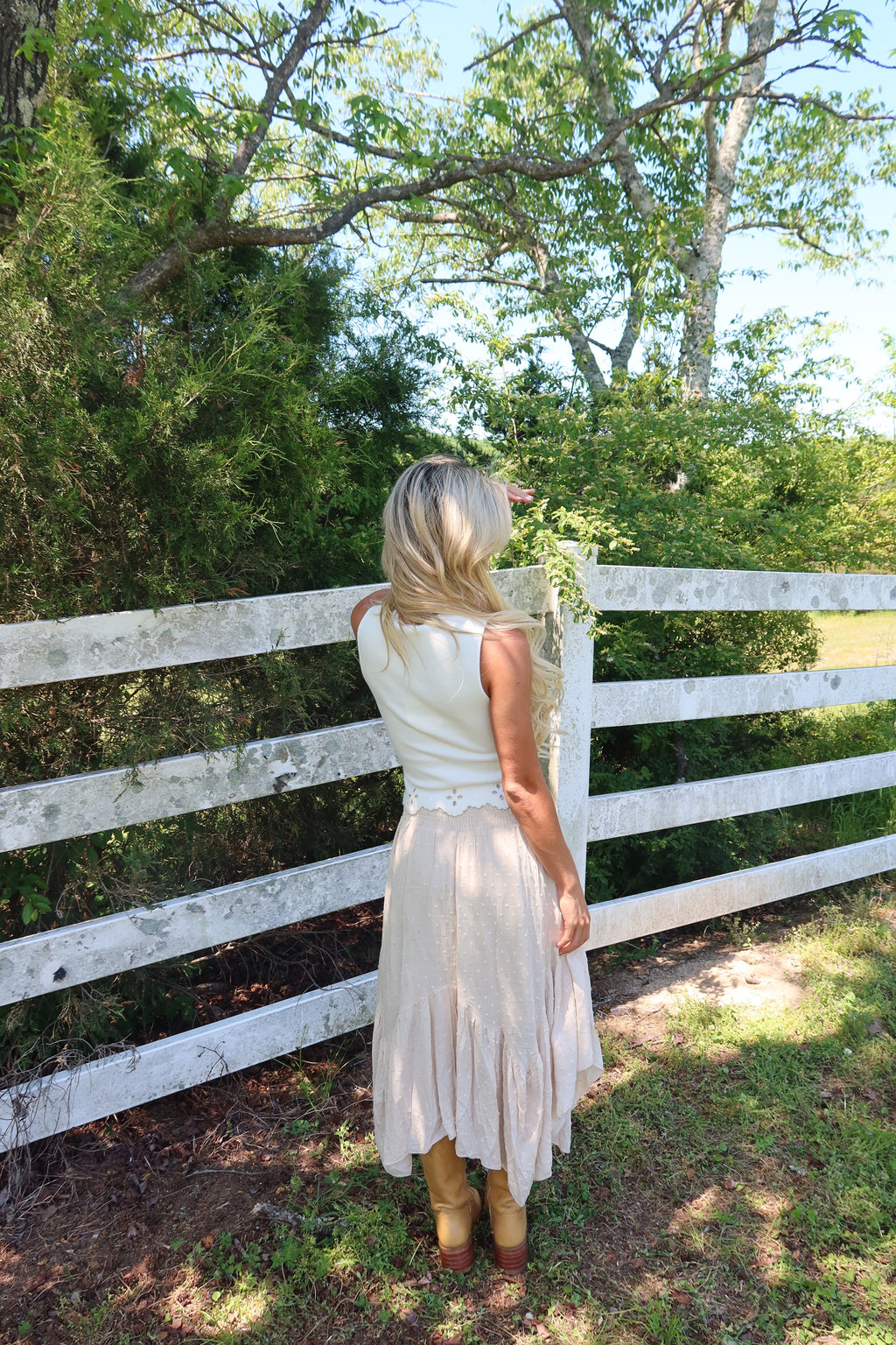 Grommet Hanky Hem Maxi Skirt