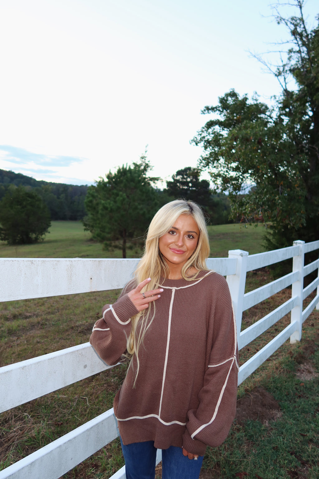 Chestnut Exposed Seam Sweater