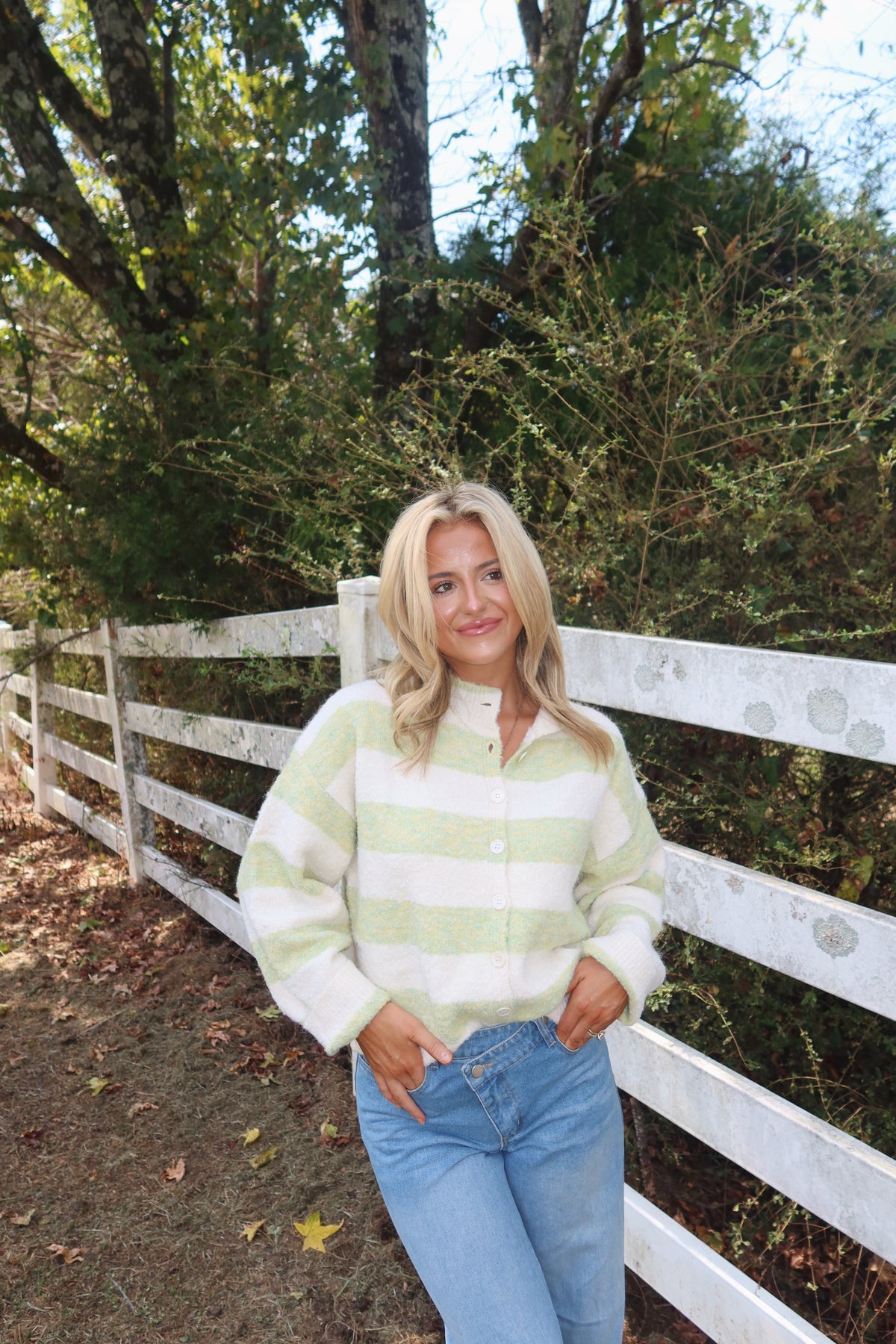 The Heritage Stripe Cardigan (Green)