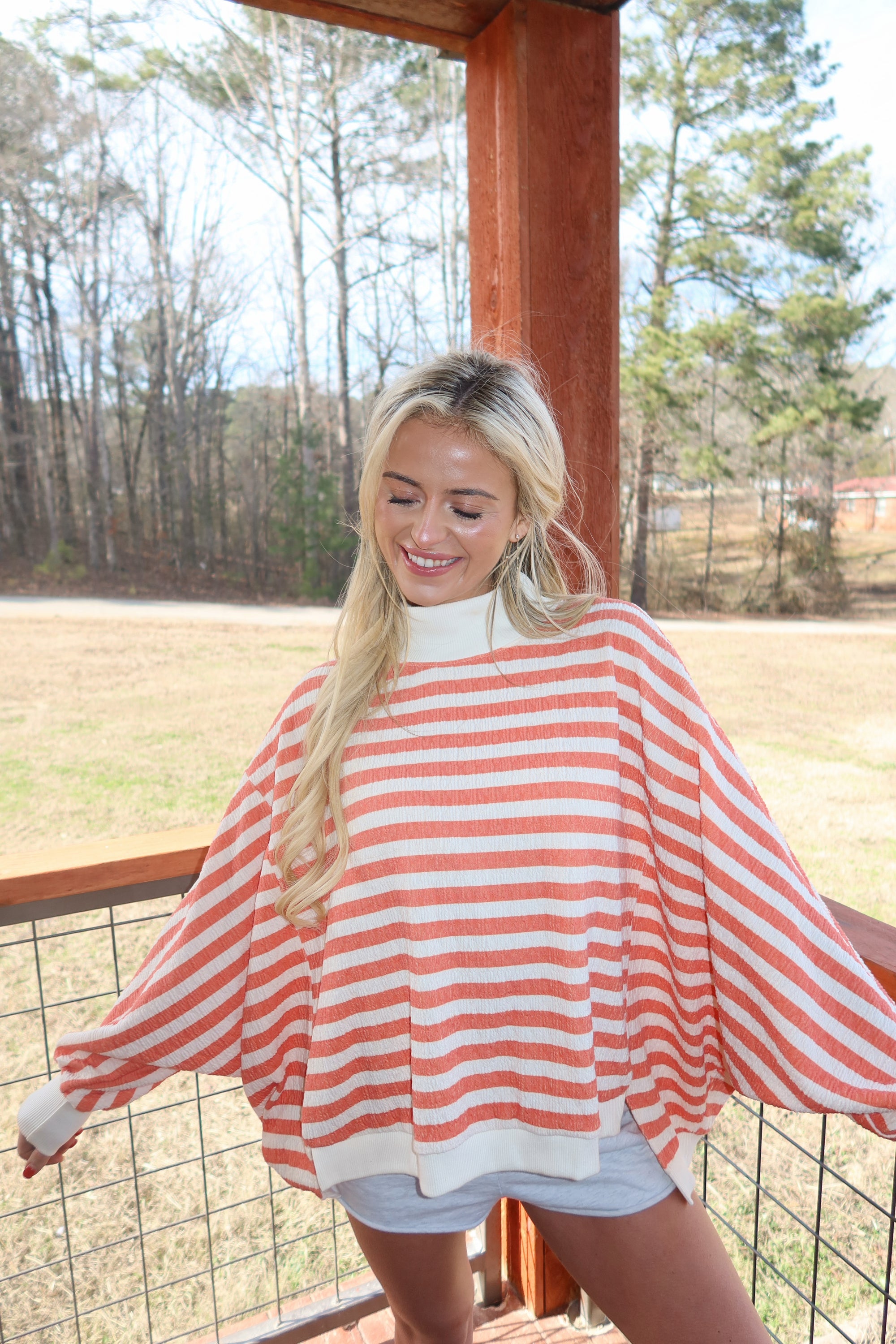 Lakeside Mock neck (Orange and Cream)