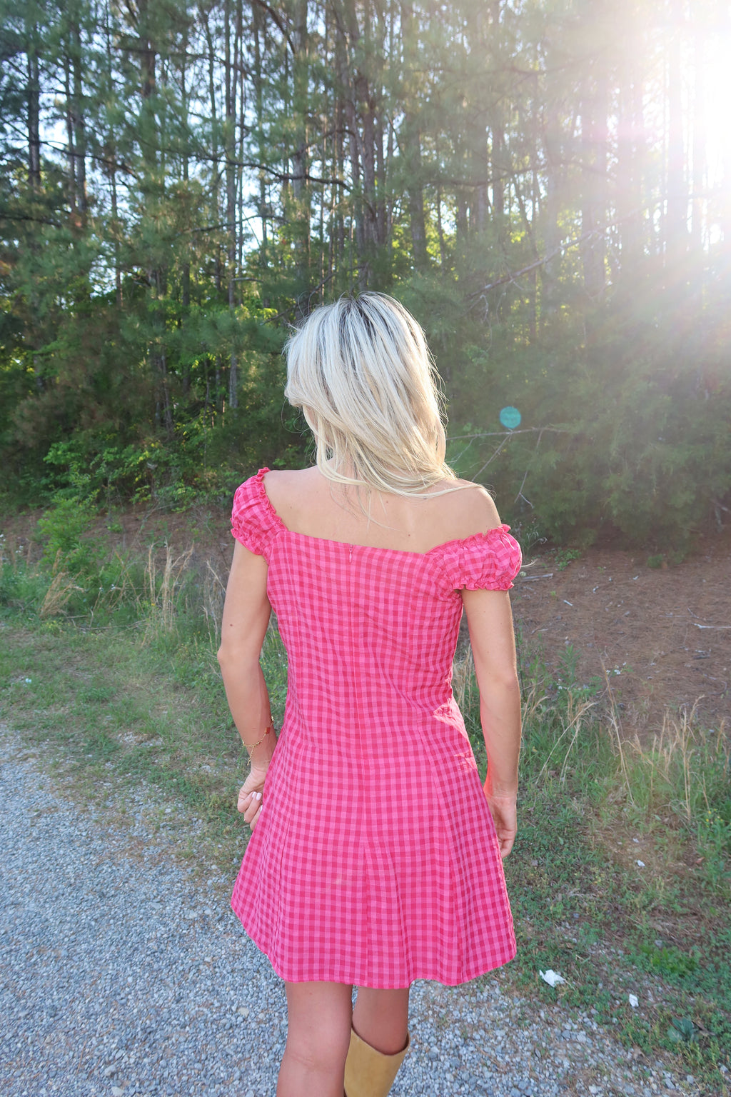 Ida Gingham Frill Strap Mini Dress