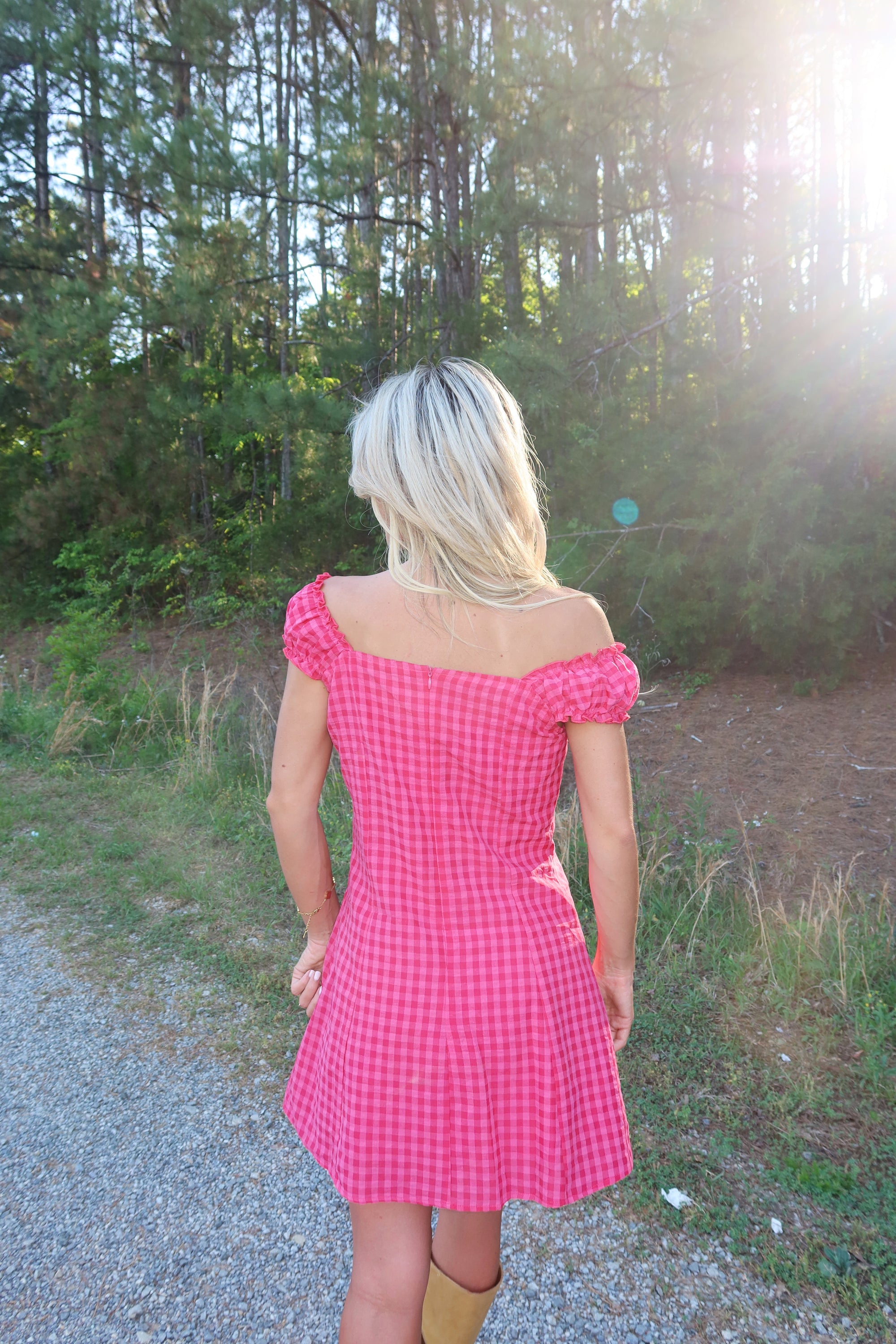 Ida Gingham Frill Strap Mini Dress