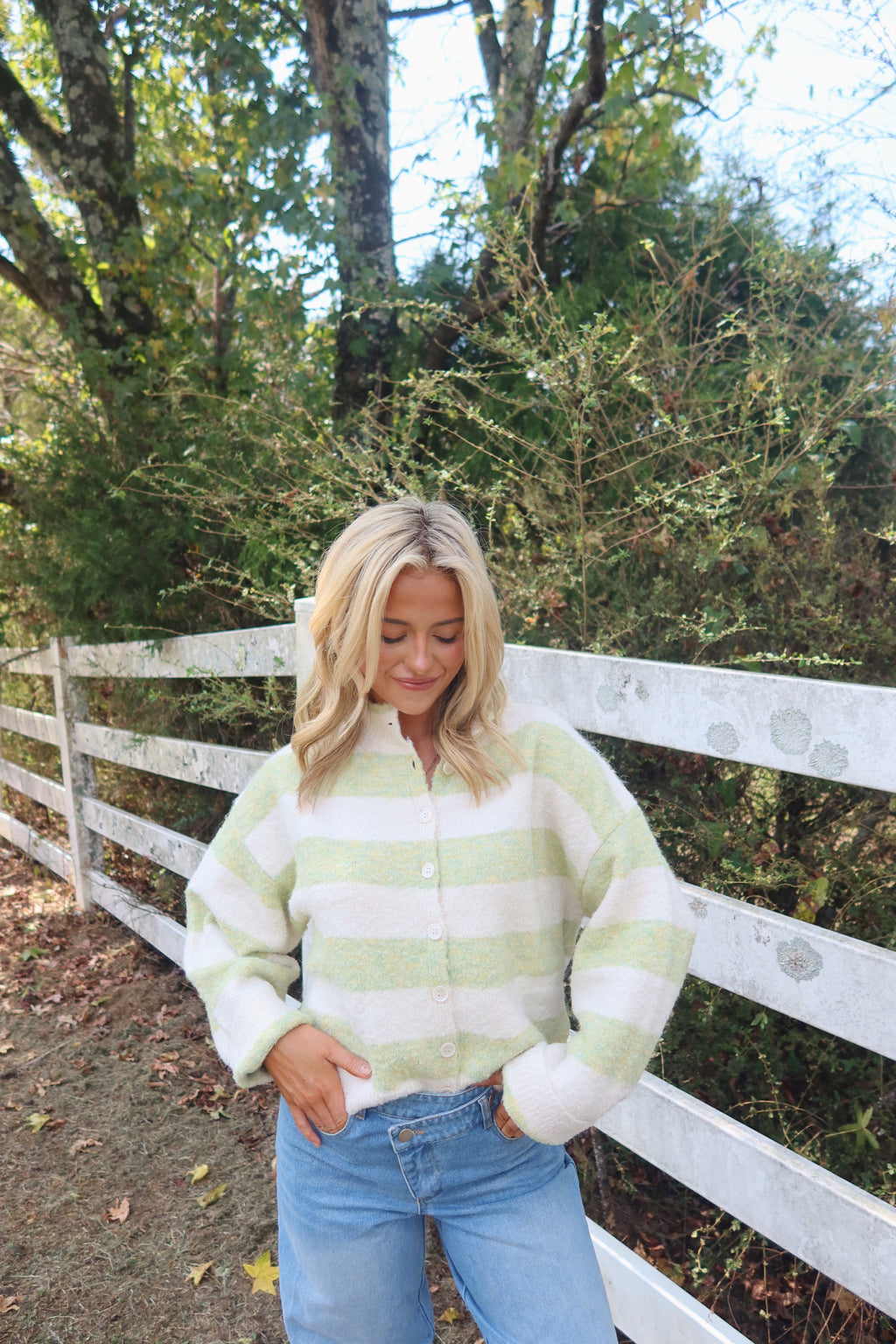 The Heritage Stripe Cardigan (Green)