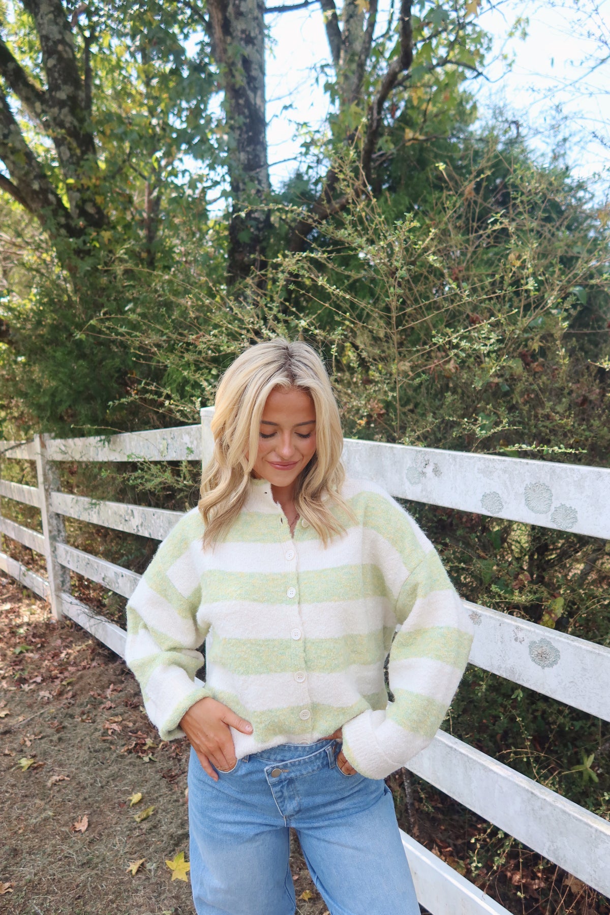 The Heritage Stripe Cardigan (Green)