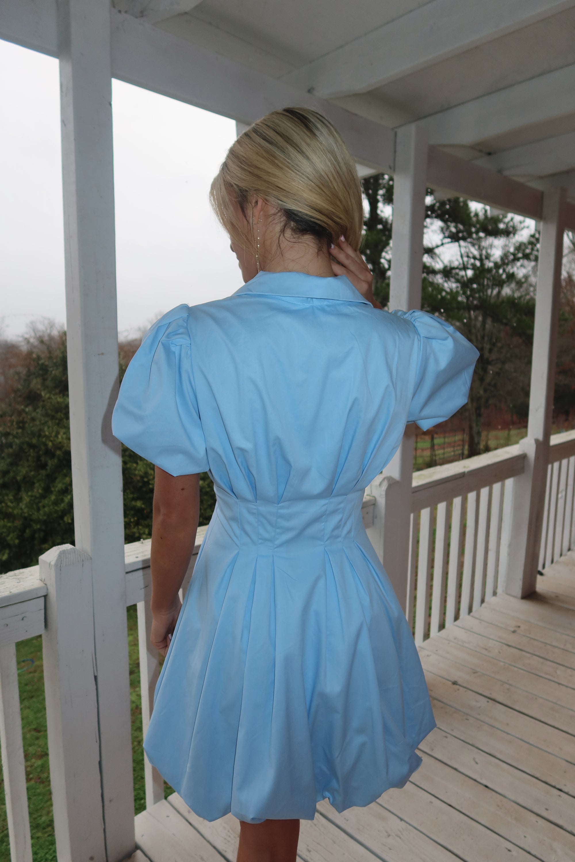 Jess Fit and Flare Bubble Dress (Baby Blue)