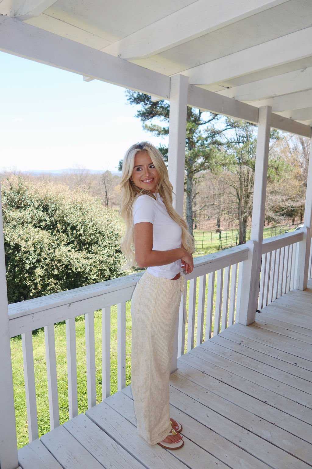 Newport Striped Wide Leg Pants (Yellow)