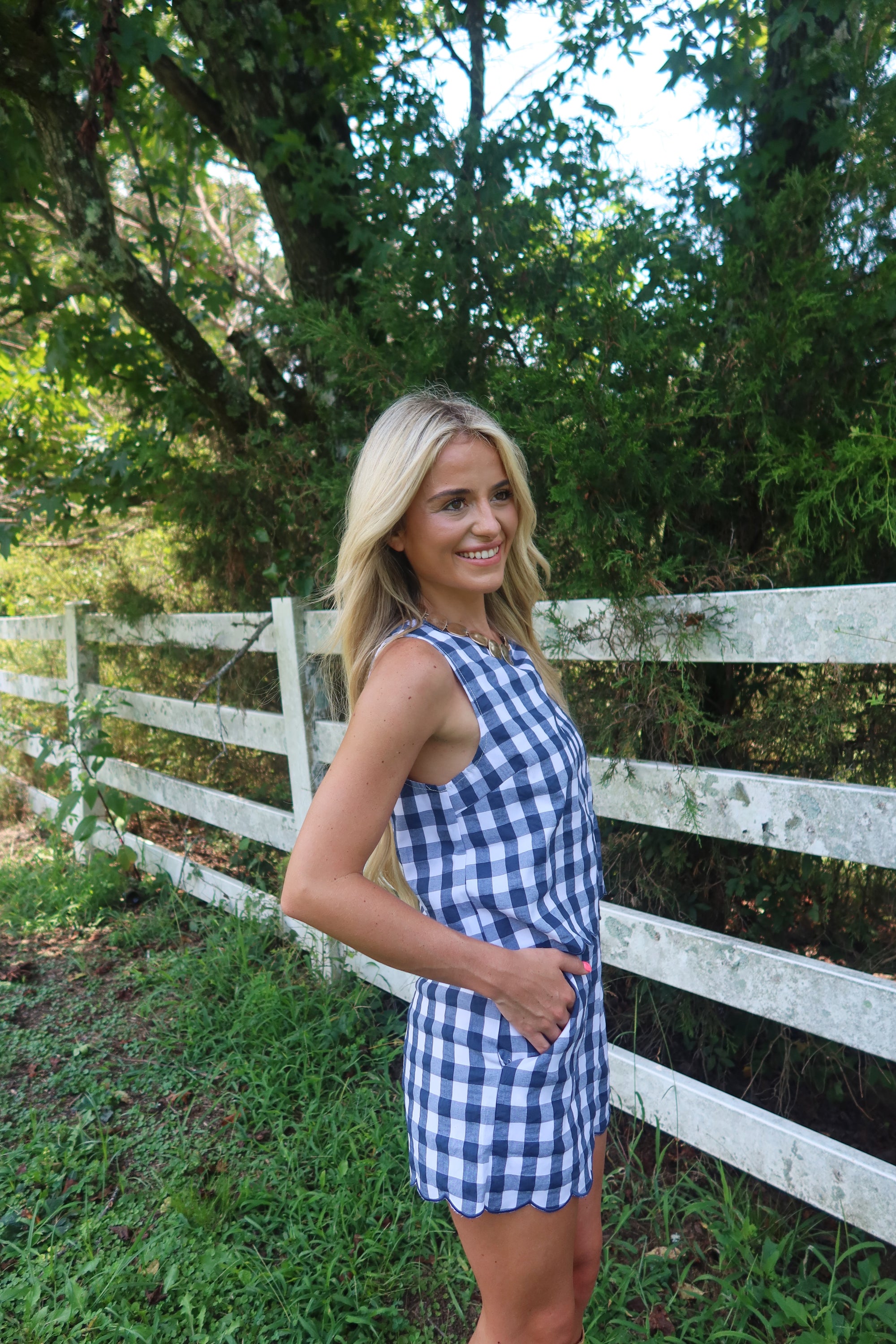 Autumn Patch Gingham Set (Navy)