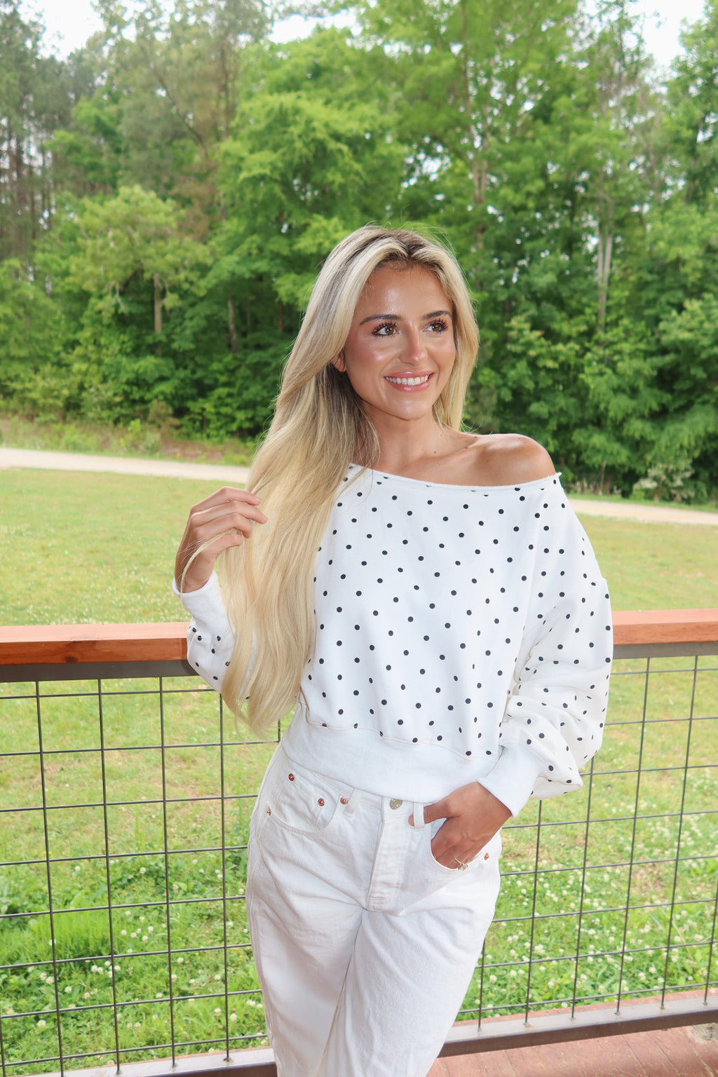 OTS Polka Dot Sweatshirt (White & Black)