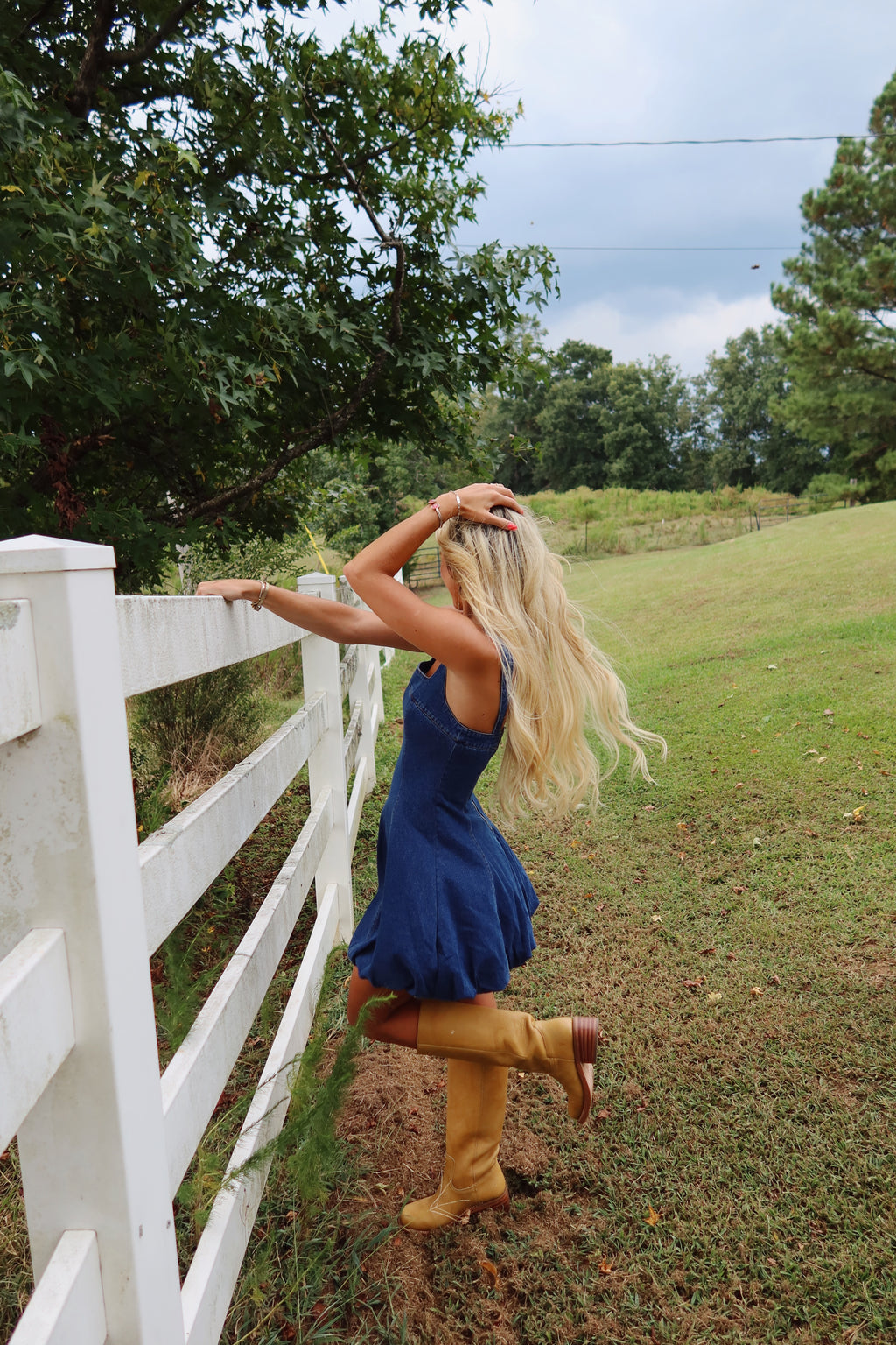 Bubble Hem Denim Dress
