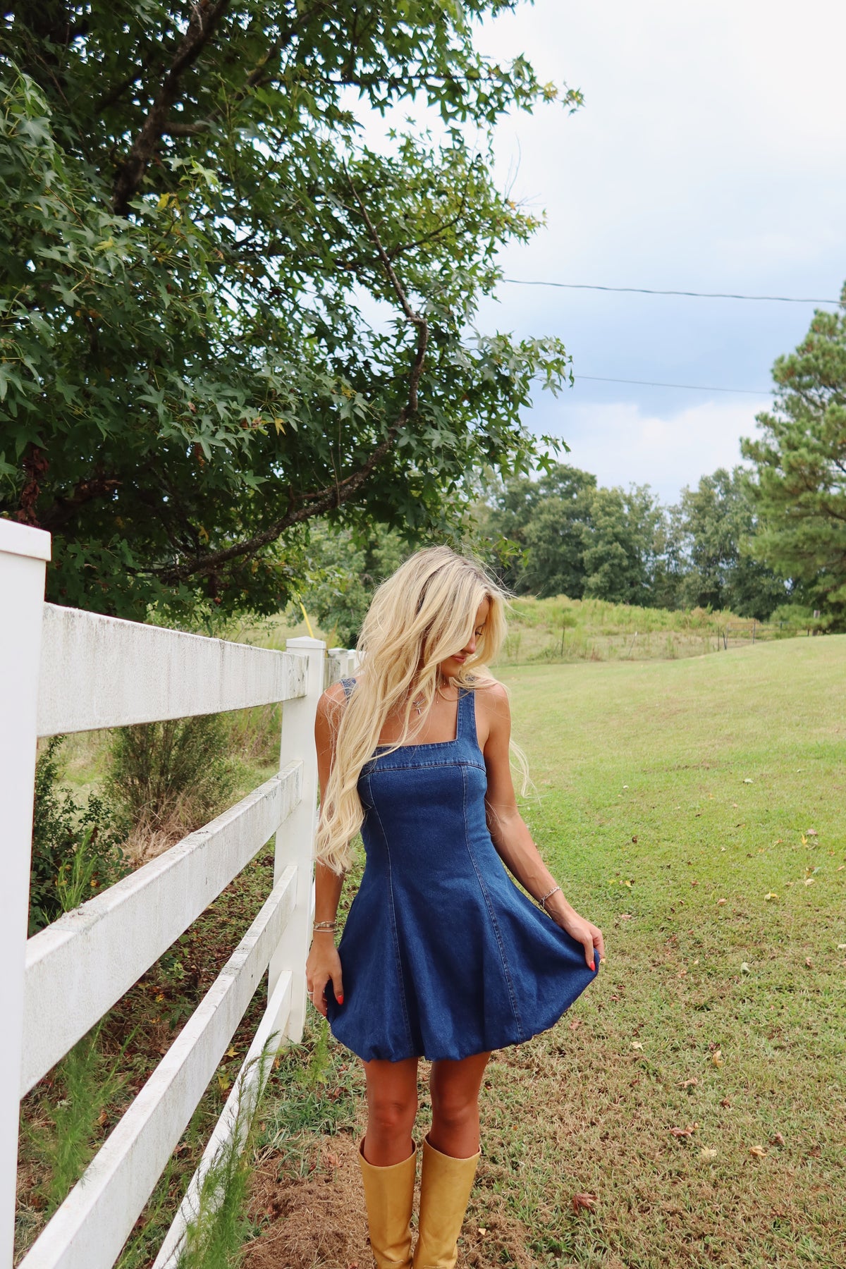 Bubble Hem Denim Dress