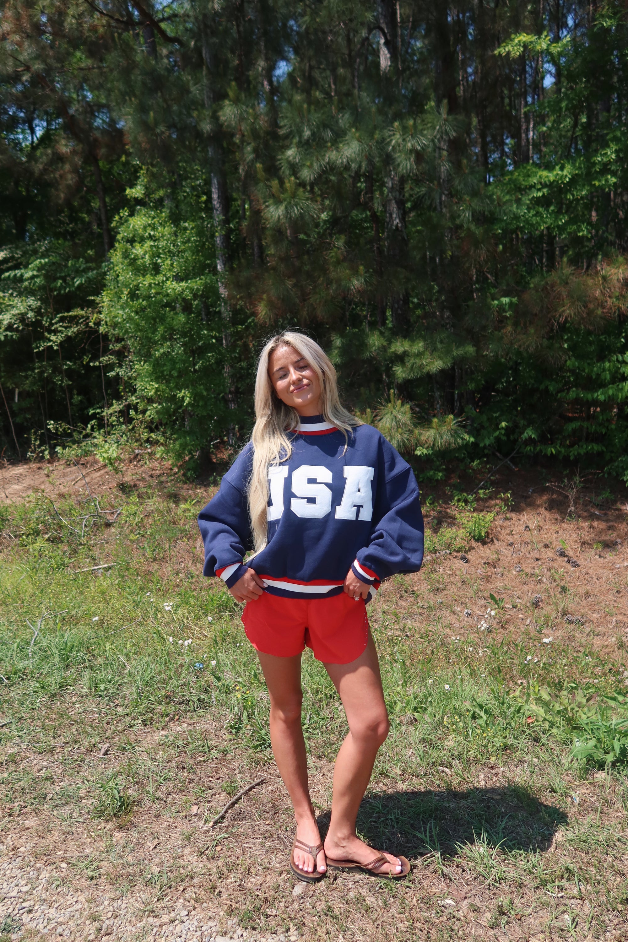 USA Mock Neck- Navy