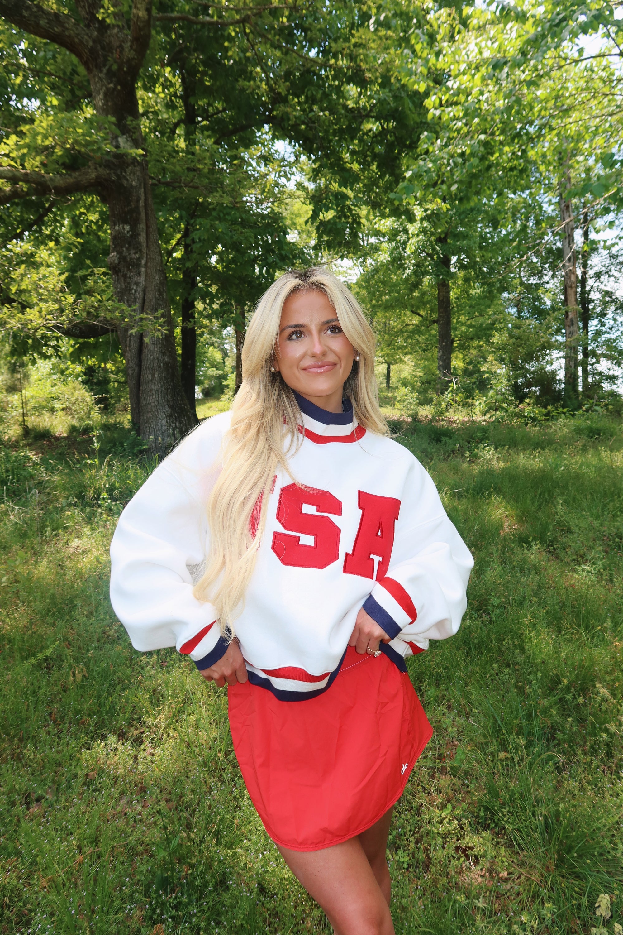 USA Mock Neck-WHITE