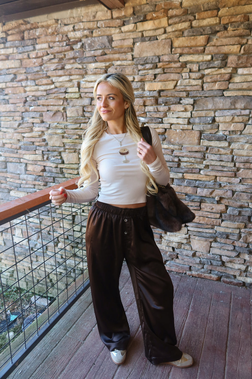 Sylvie Satin Pants (Brown)