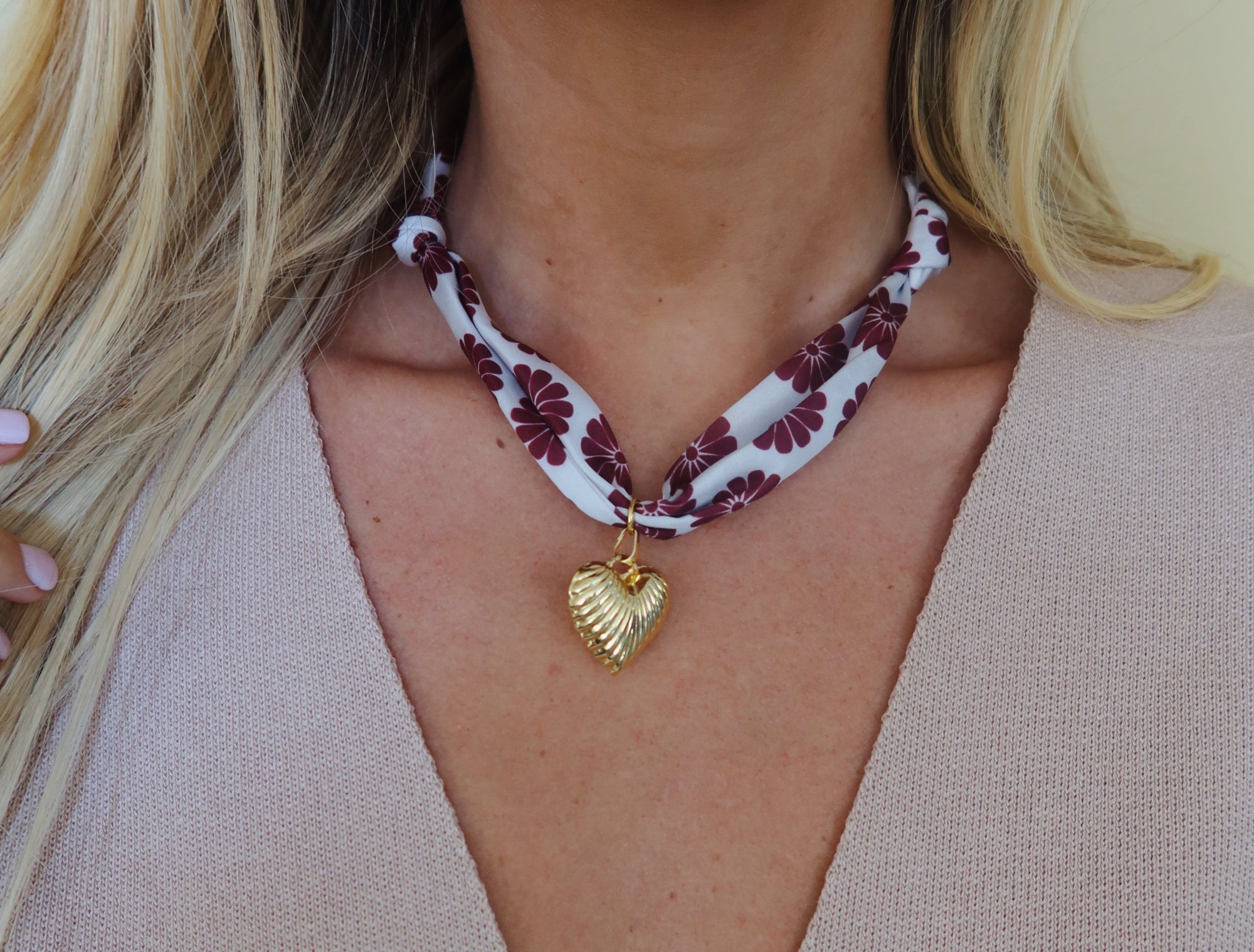 Gigi Scarf Necklace- Maroon Floral