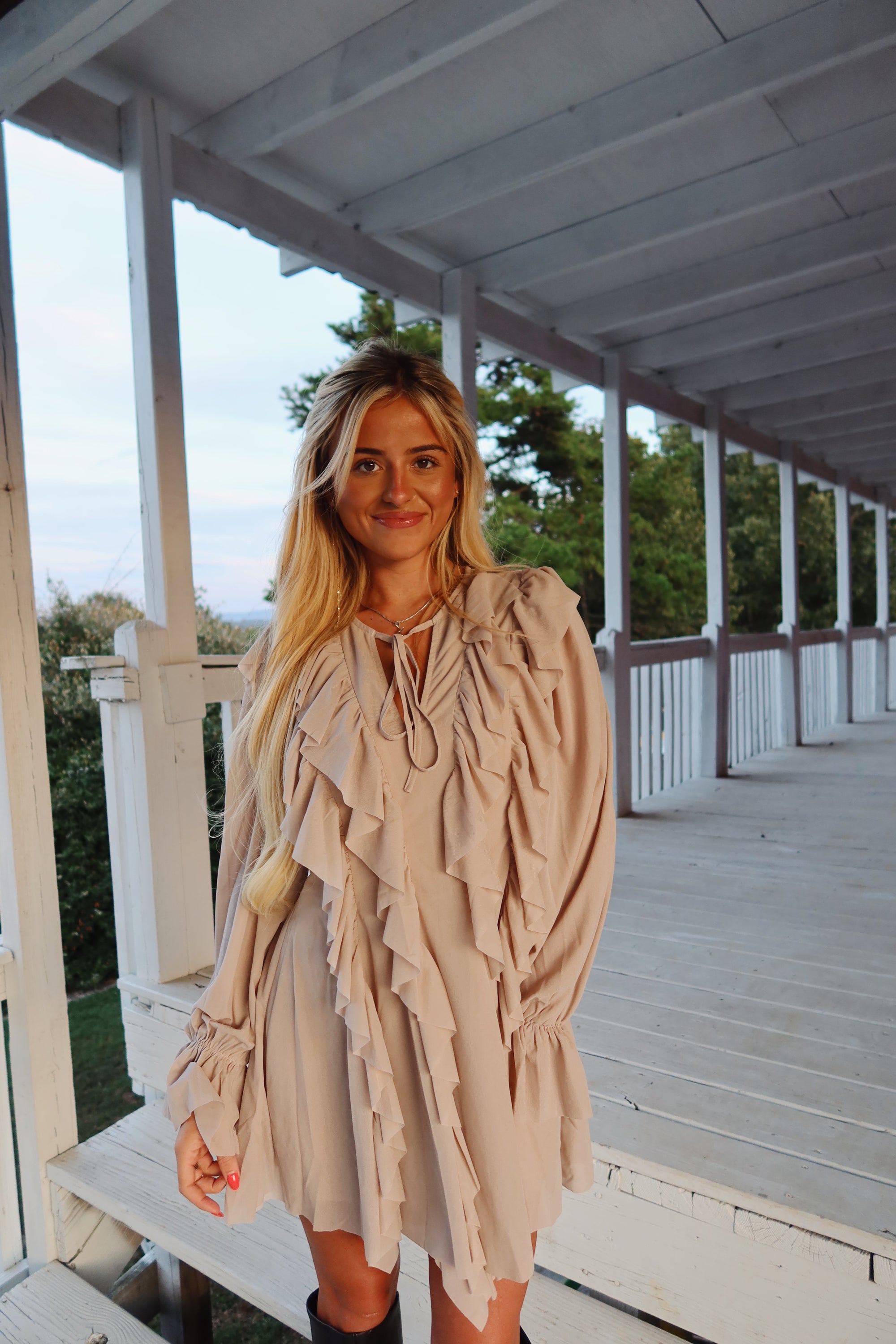 Ruffles Romper Dress (stone)