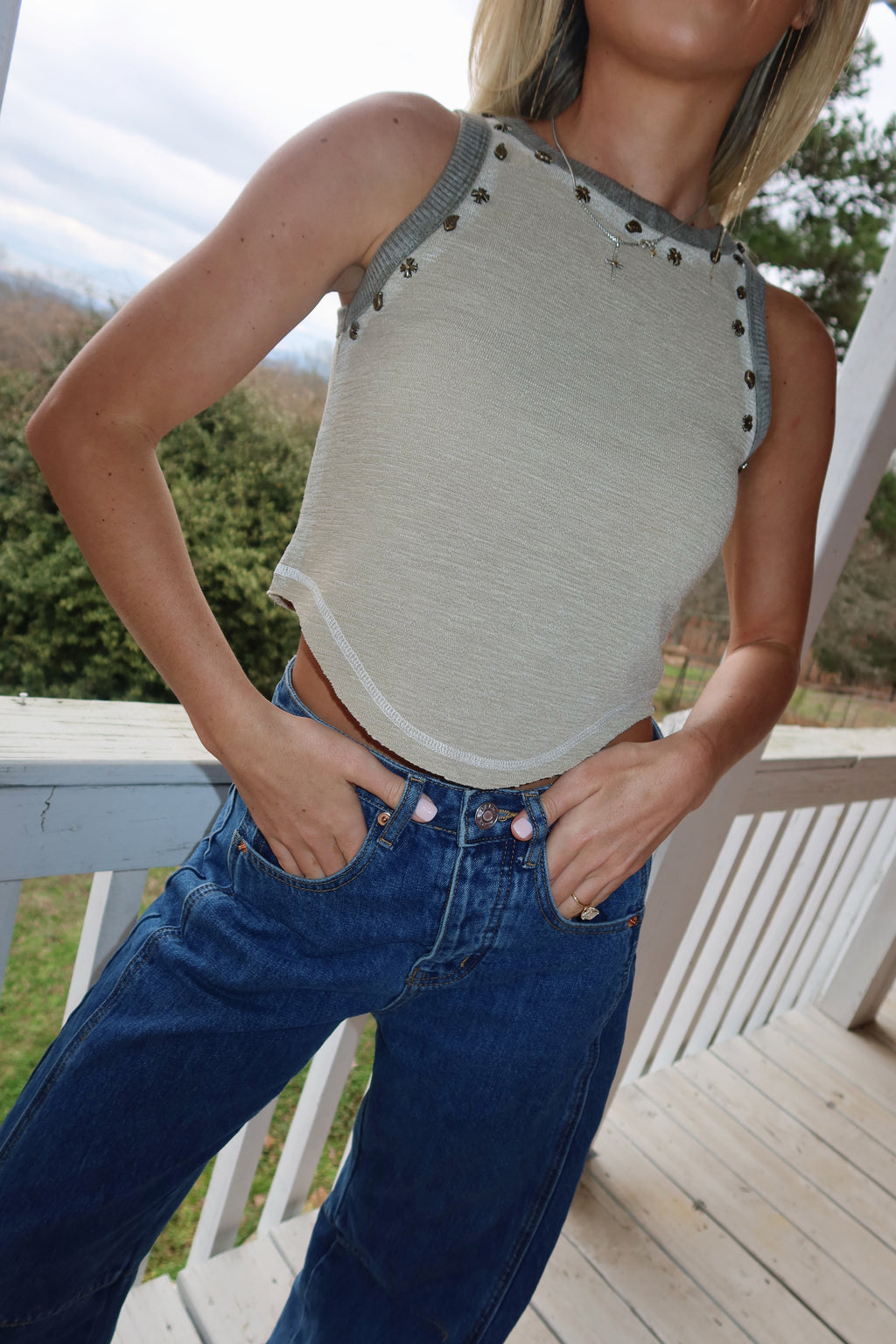 Audrey Sleeveless Knit Top-Olive