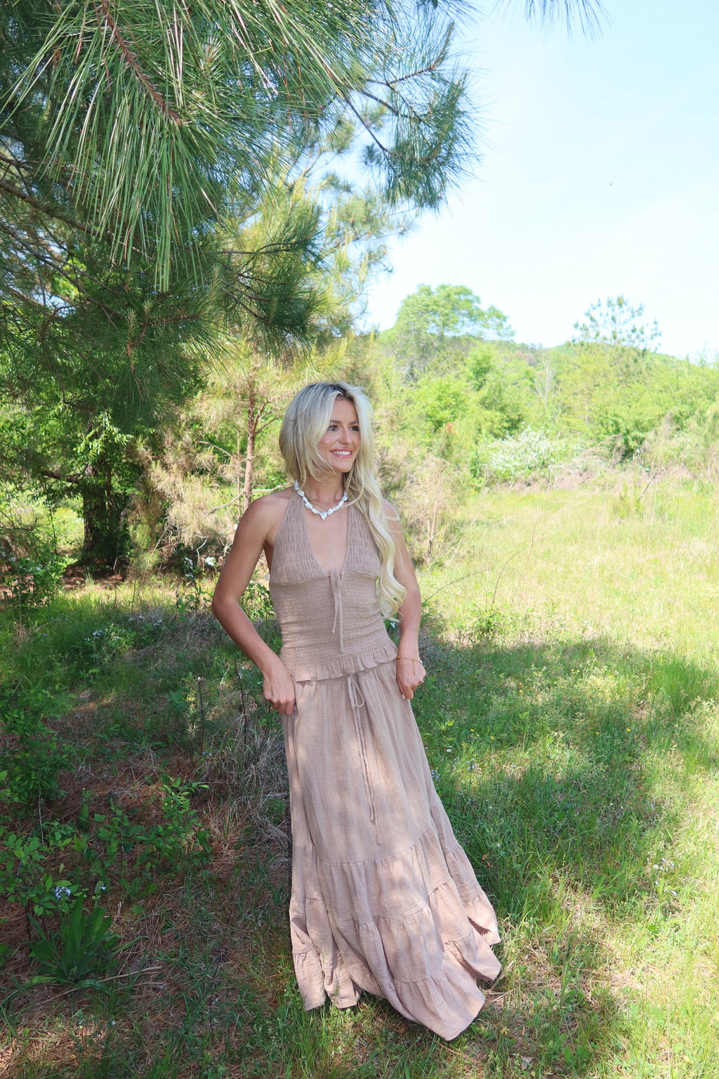 Greta Smocked Halter Set (Rattan)