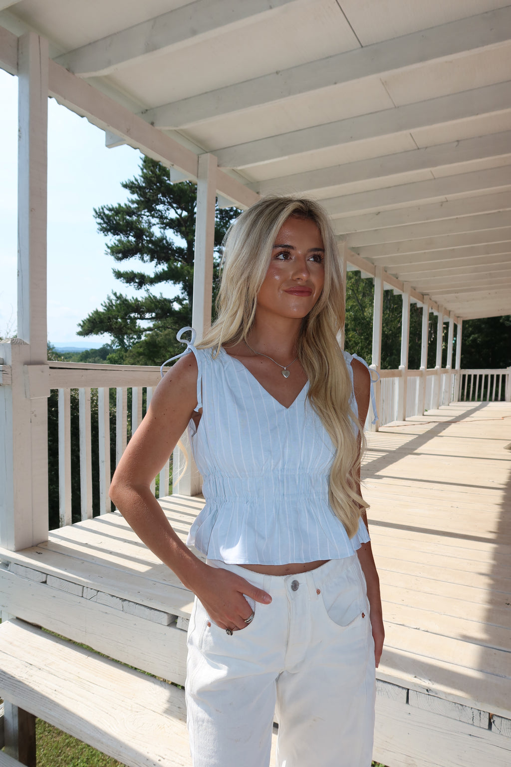 The Natalie Striped Peplum Top