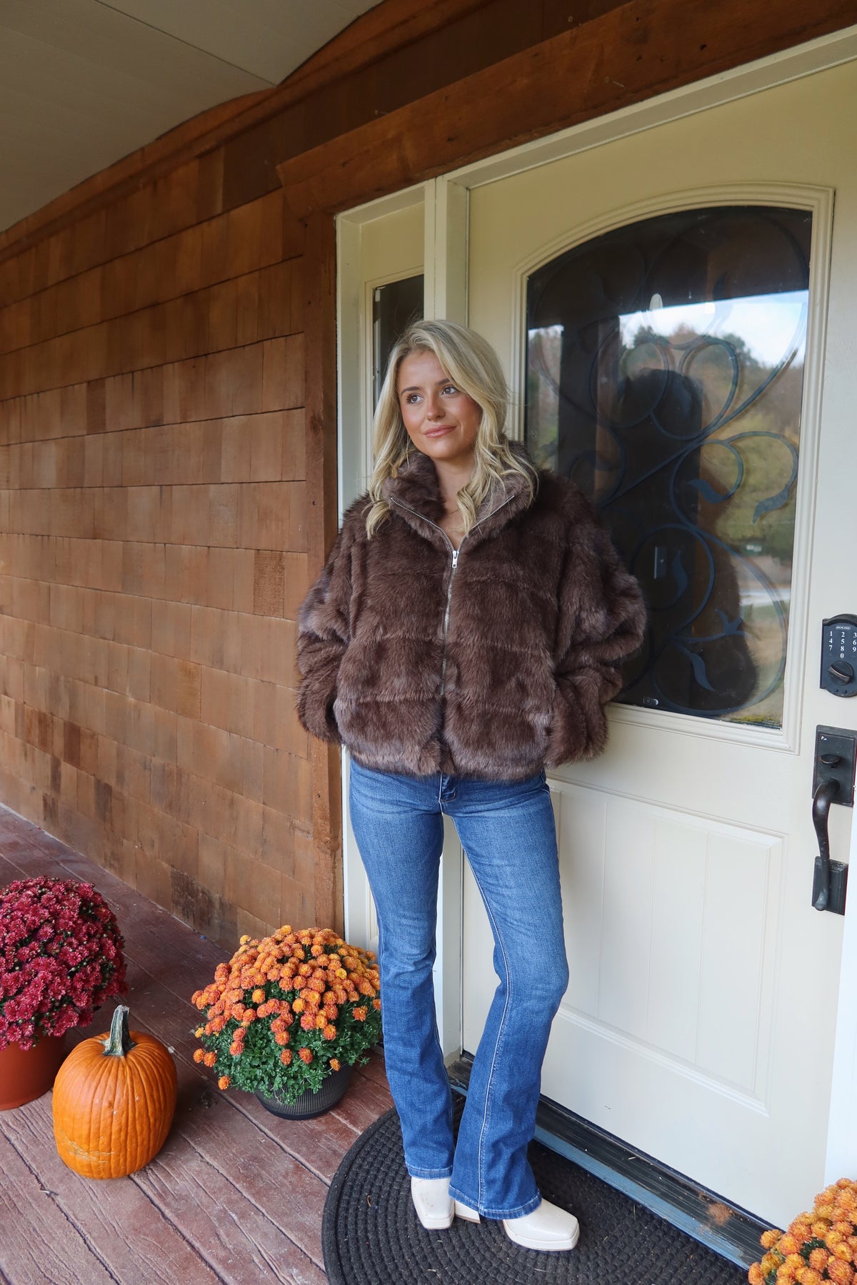 Heidi Plush Faux Fur Cropped Jacket