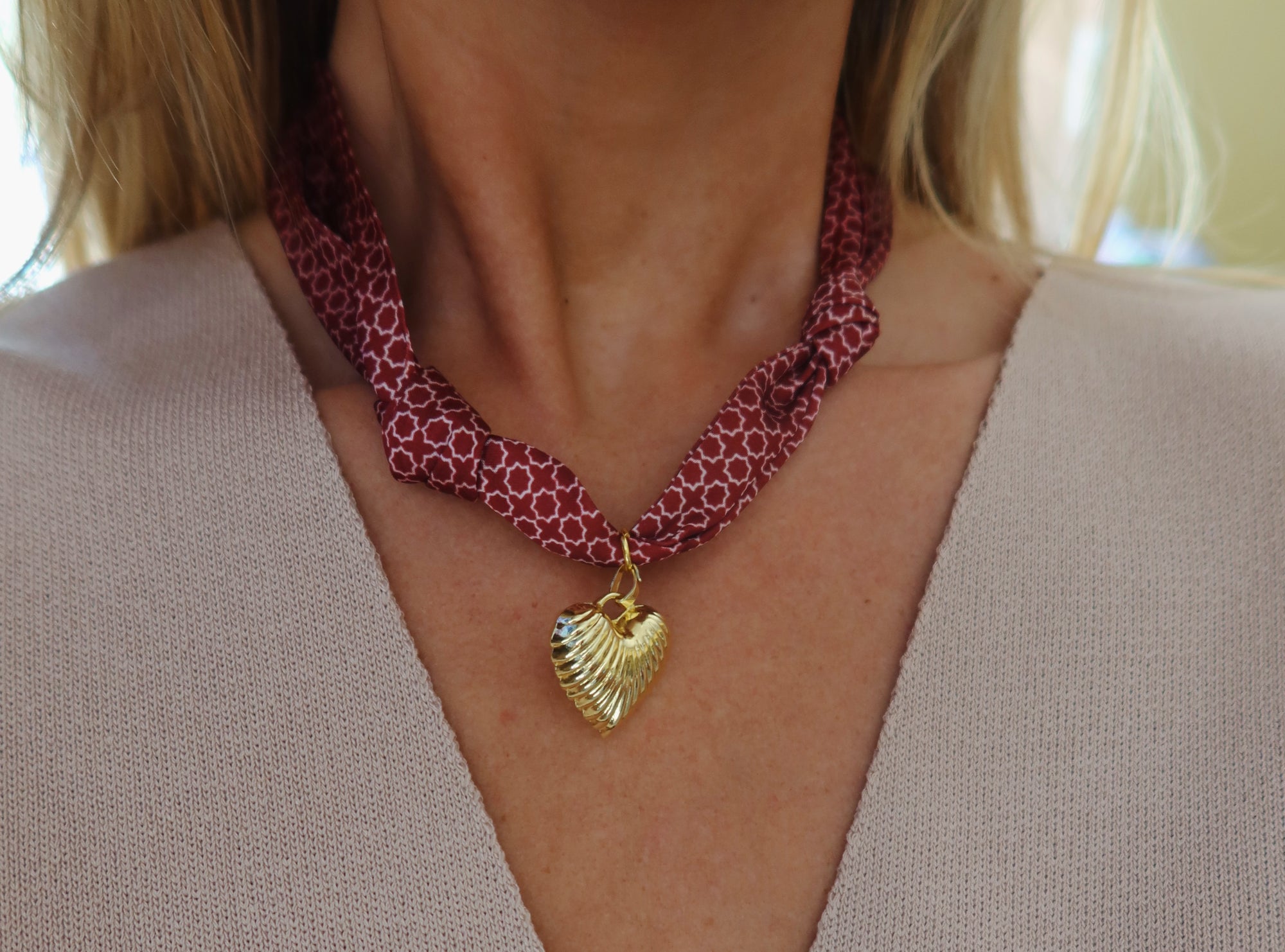 Gigi Scarf Necklace- Burgundy
