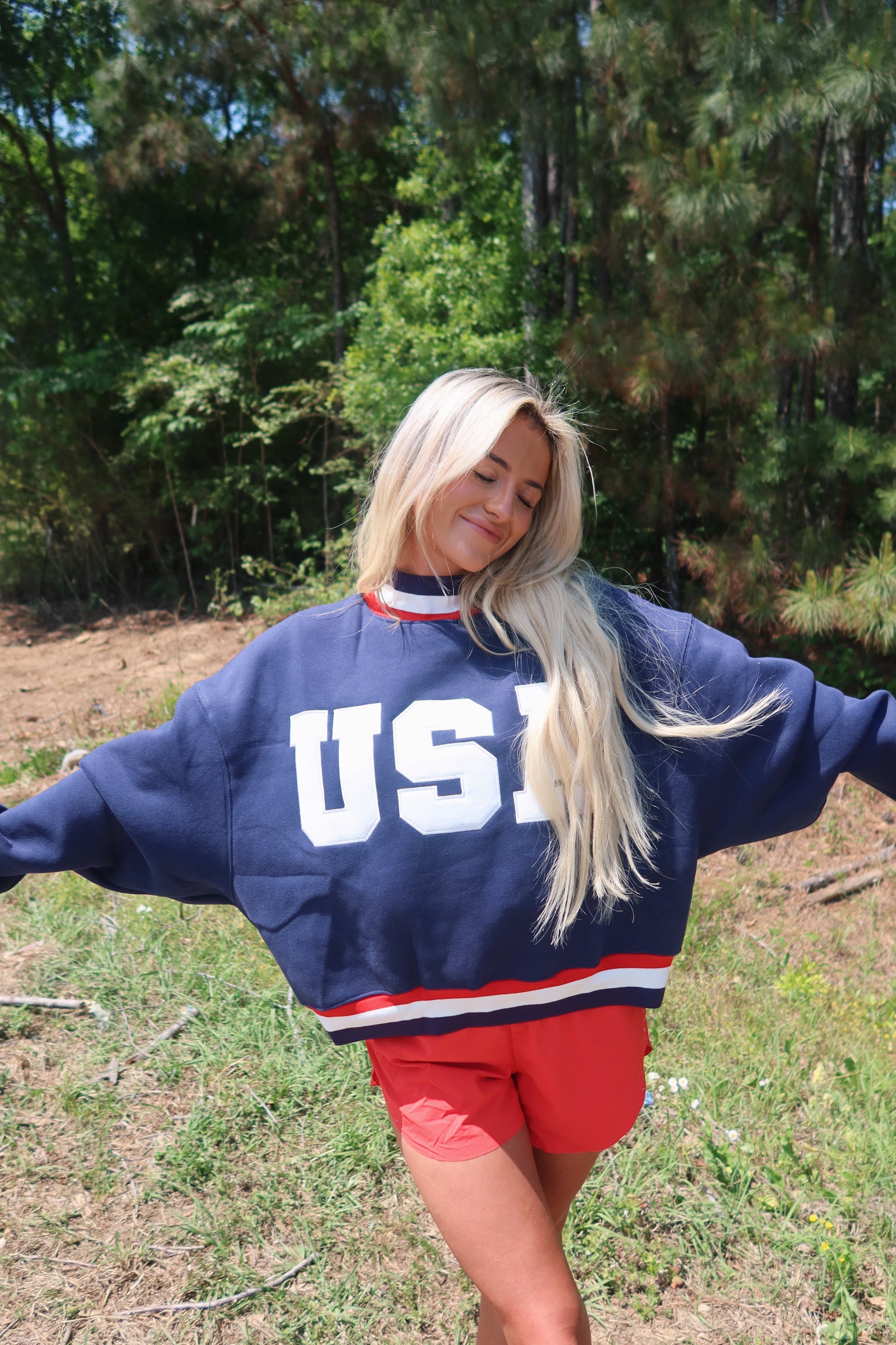 USA Mock Neck- Navy