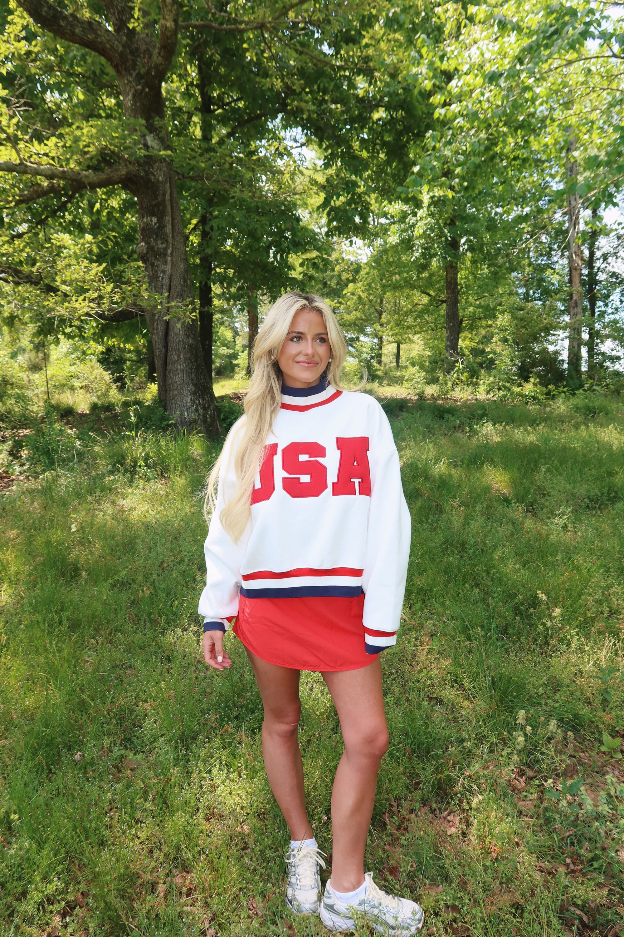 USA Mock Neck-WHITE